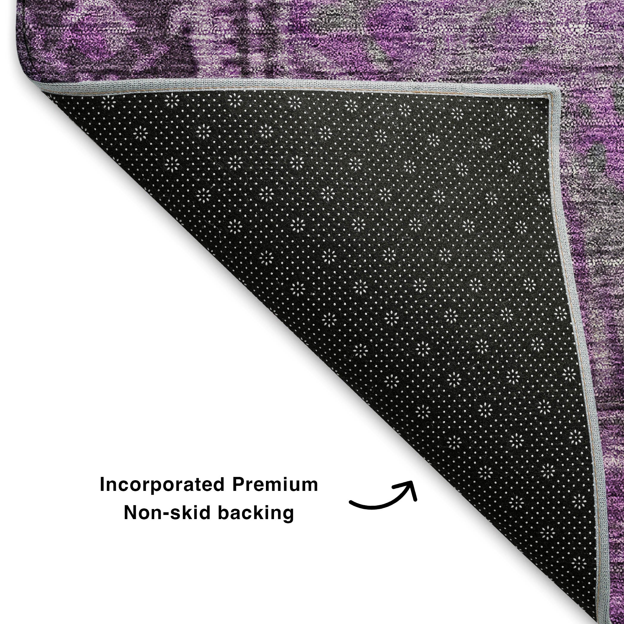 Porto Machine Washable Traditional Eggplant Purple Rug 1'8" x 2'6" #shape_Rectangle