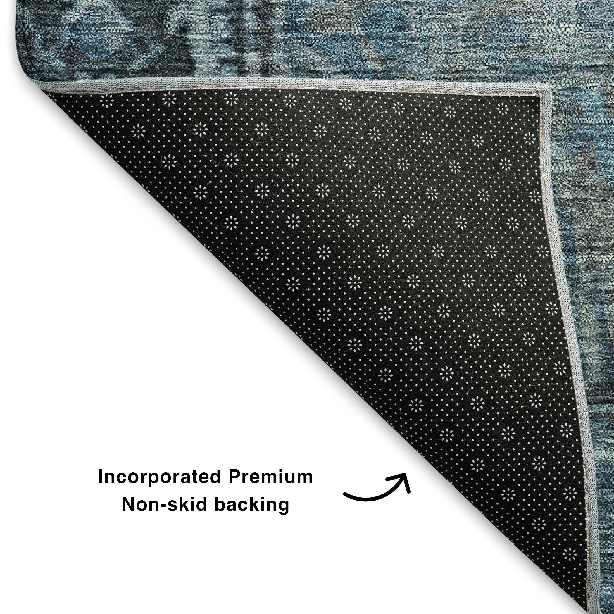 Porto Machine Washable Traditional Navy Blue Rug 1'8" x 2'6" #shape_Rectangle