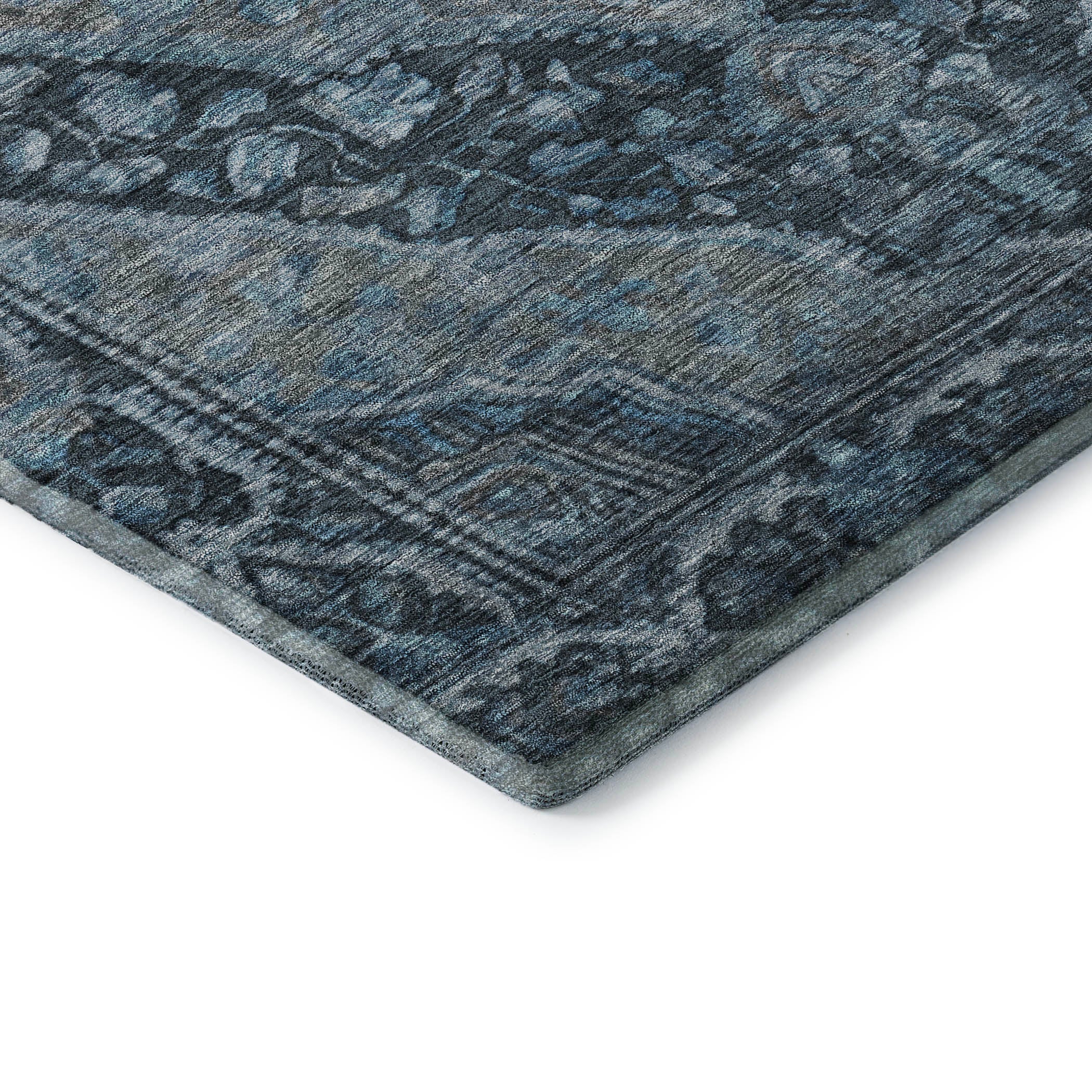 Porto Machine Washable Traditional Navy Blue Rug 1'8" x 2'6" #shape_Rectangle