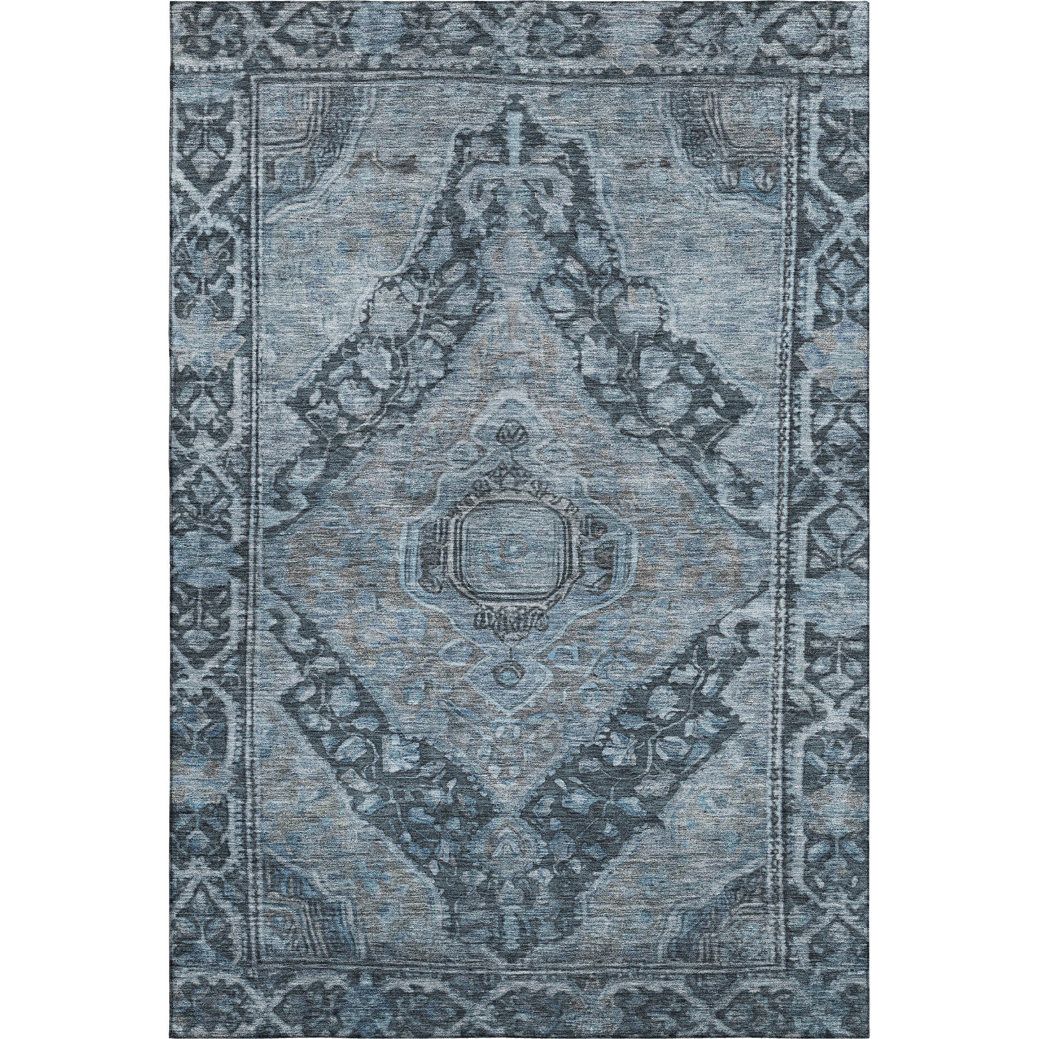 Porto Machine Washable Traditional Navy Blue Rug 2'6" x 3'10" #shape_Rectangle