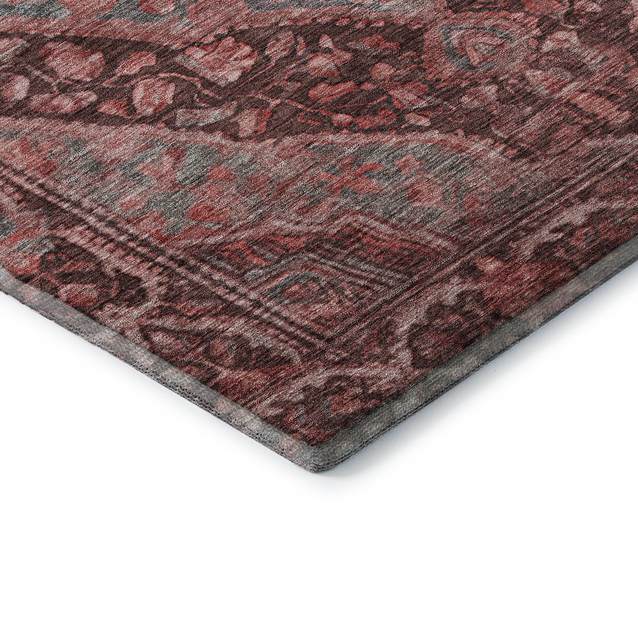 Porto Machine Washable Traditional Paprika Orange Rug 1'8" x 2'6" #shape_Rectangle