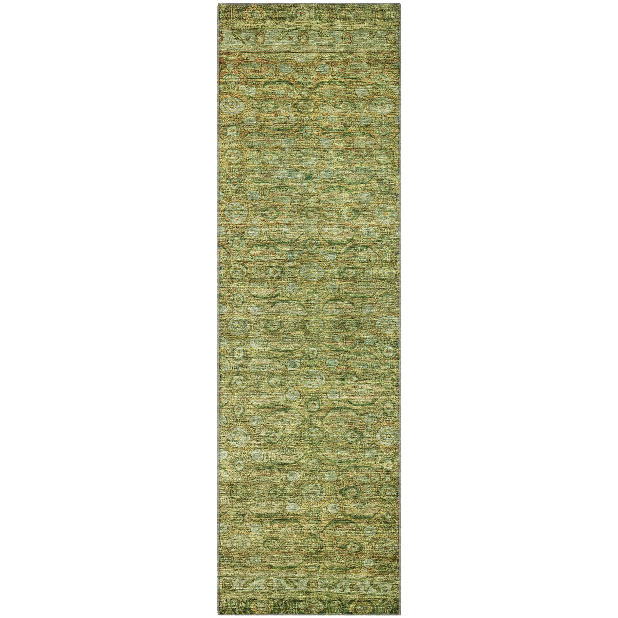Salzburg Machine Washable Traditional Aloe Green Rug 2'3" x 7'6" #shape_Runner
