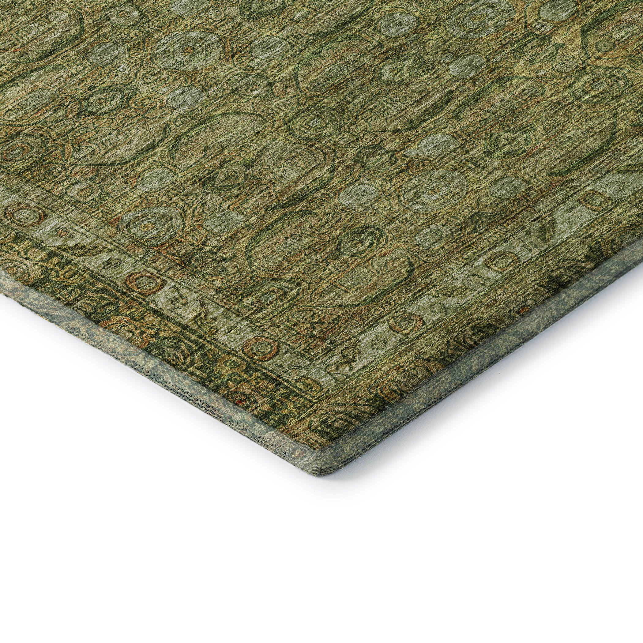 Salzburg Machine Washable Traditional Aloe Green Rug 1'8" x 2'6" #shape_Rectangle