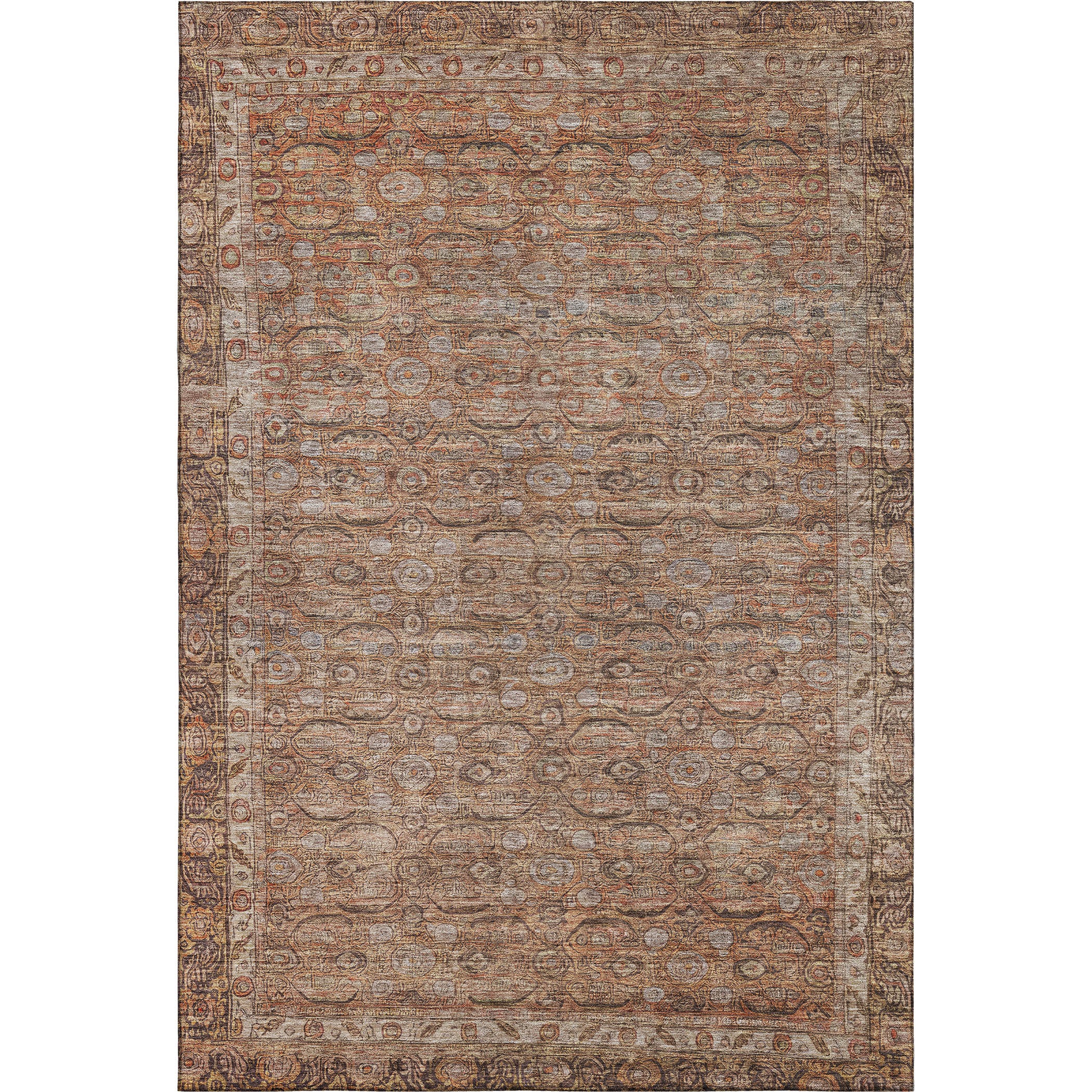 Salzburg Machine Washable Traditional Copper Orange Rug 2'6" x 3'10" #shape_Rectangle
