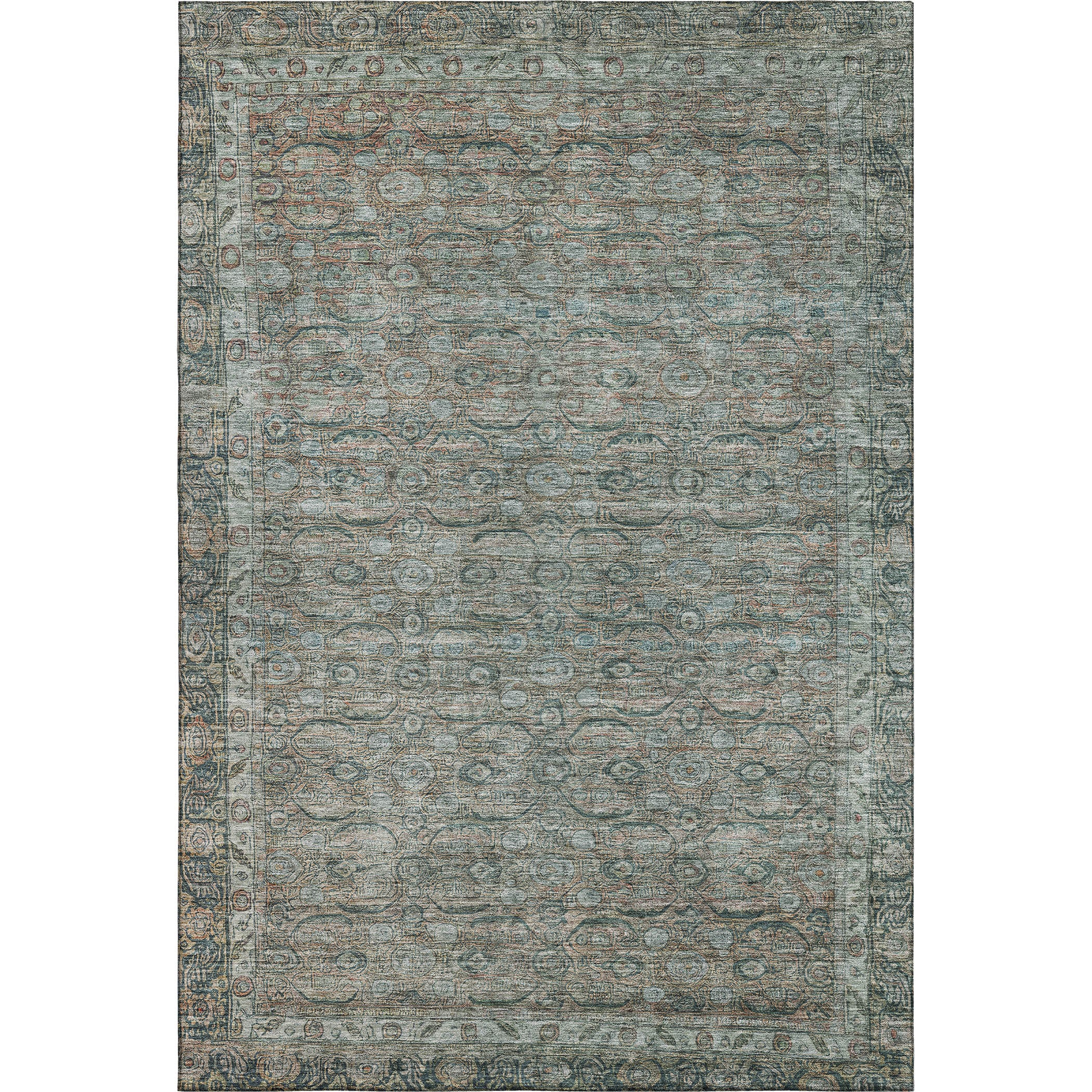 Salzburg Machine Washable Traditional Teal Rug 2'6" x 3'10" #shape_Rectangle