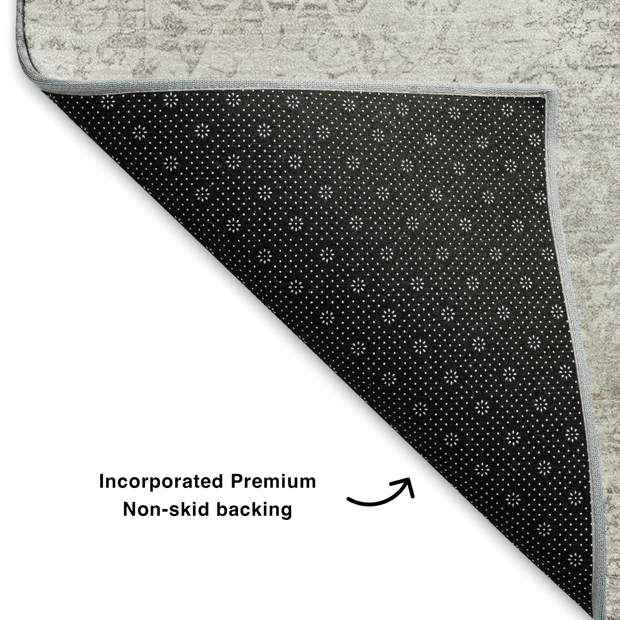 Montevideo Machine Washable Traditional Gray Rug 1'8" x 2'6" #shape_Rectangle