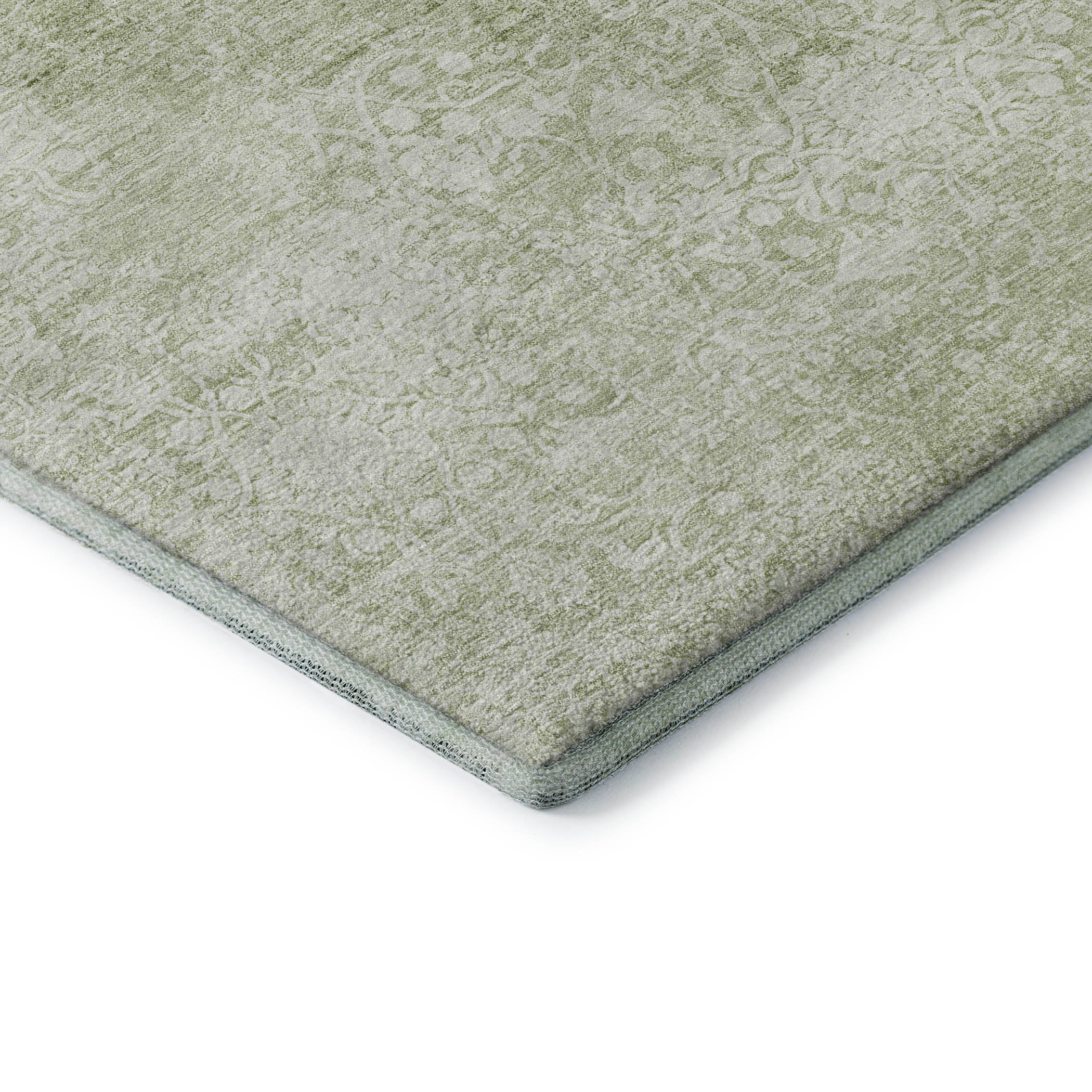 Montevideo Machine Washable Traditional Sage Green Rug 1'8" x 2'6" #shape_Rectangle