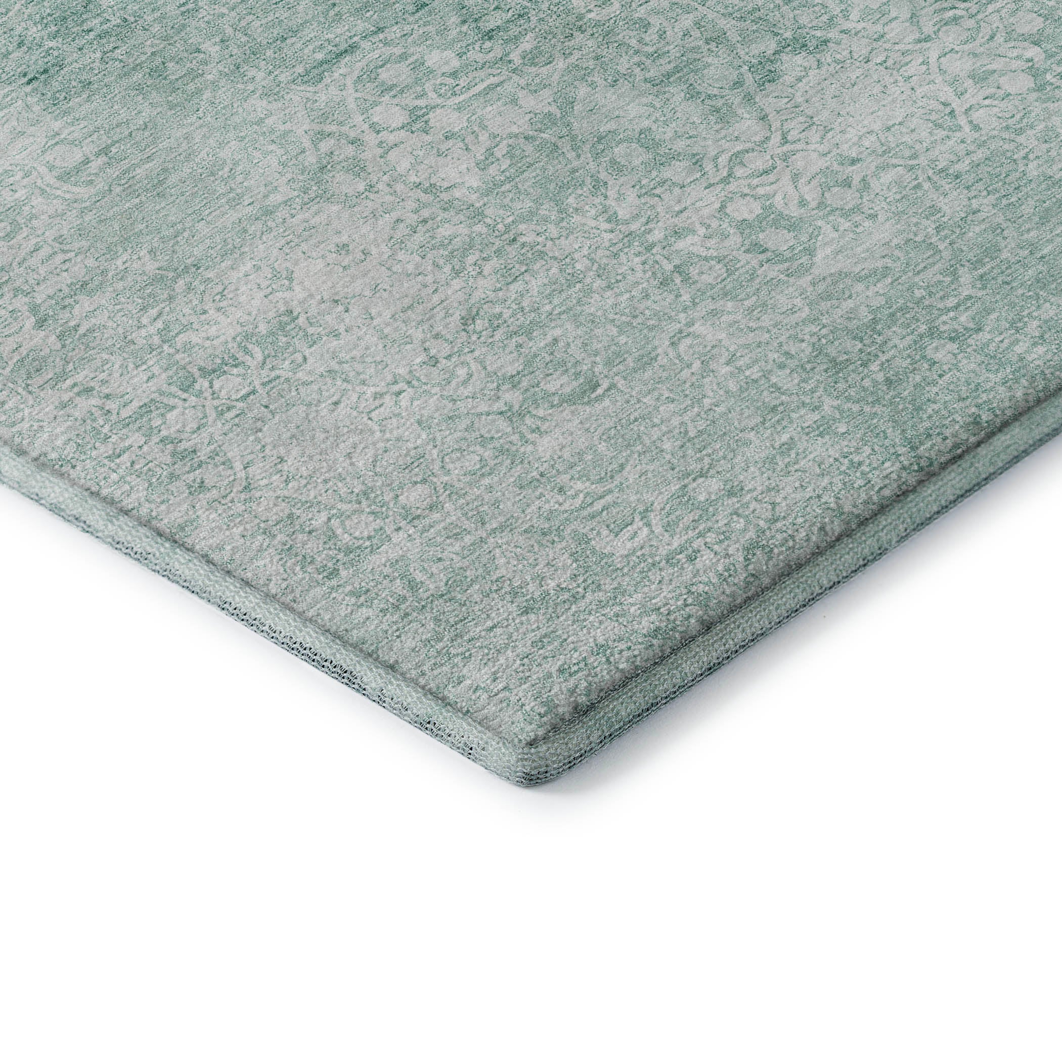 Montevideo Machine Washable Traditional Turquoise Teal Rug 1'8" x 2'6" #shape_Rectangle