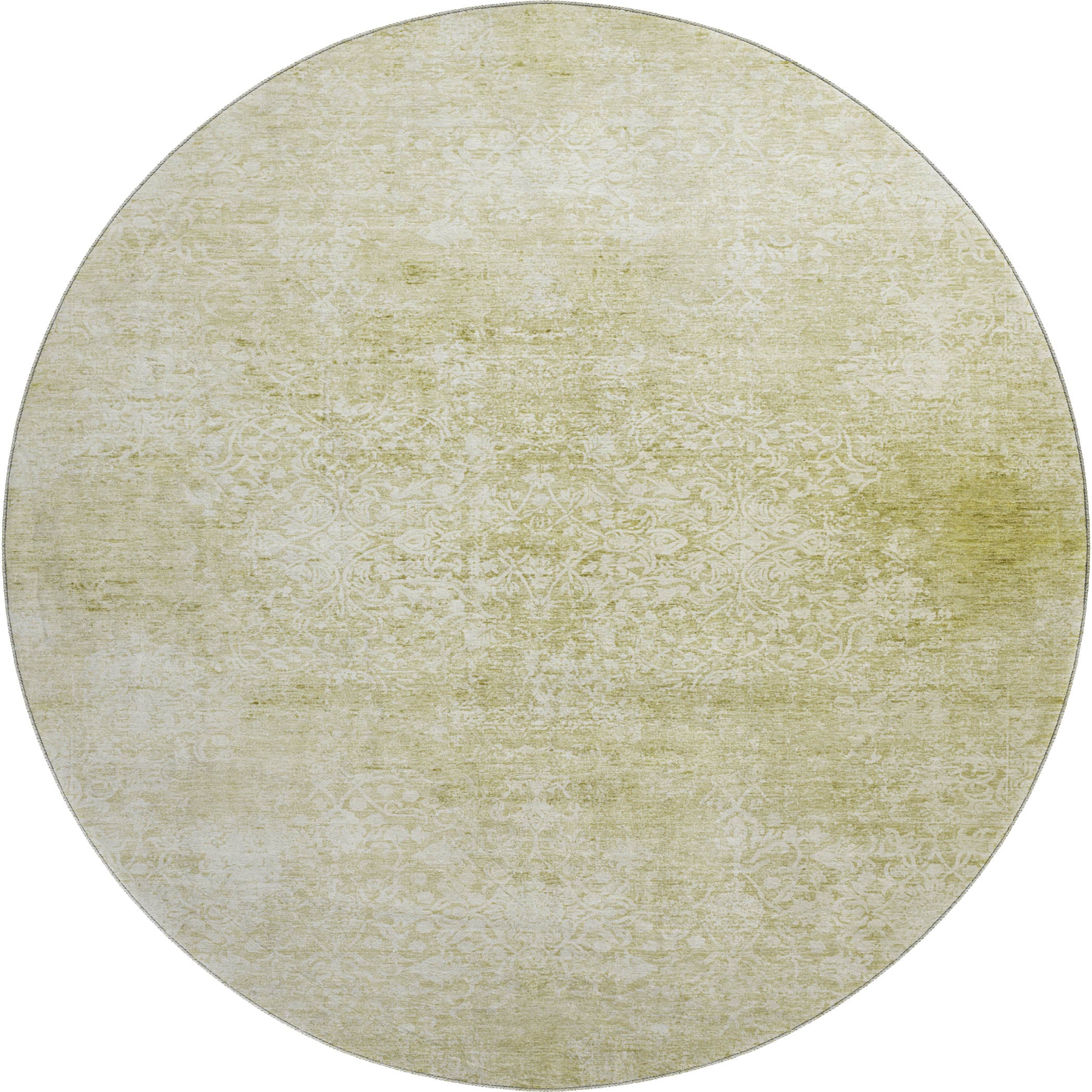 Montevideo Machine Washable Traditional Wheat Gold Rug 8' x 8' #shape_Round