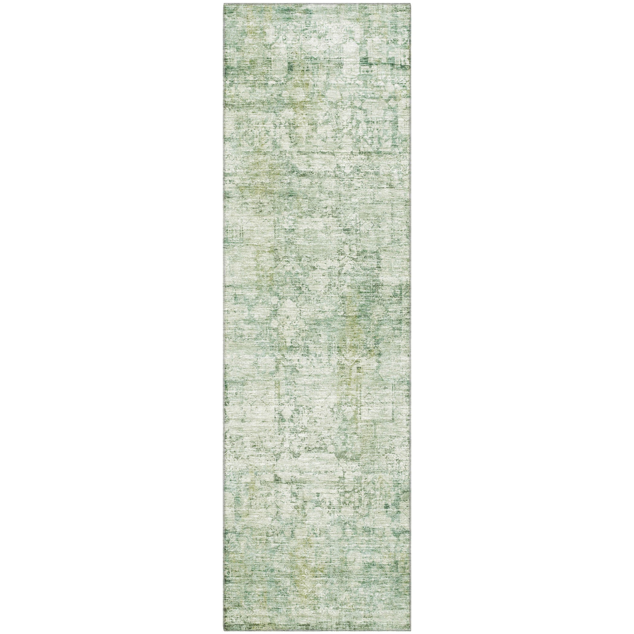Bern Machine Washable Transitional Aloe Green Rug 2'3" x 7'6" #shape_Runner