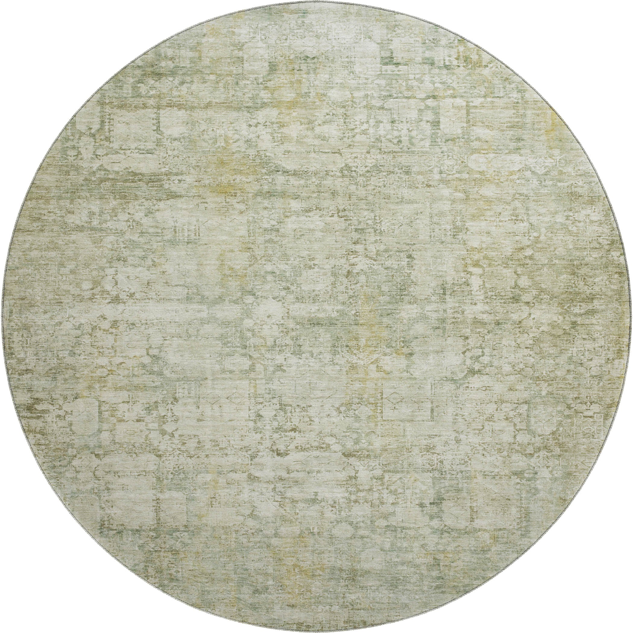 Bern Machine Washable Transitional Beige Brown Rug 8' x 8' #shape_Round