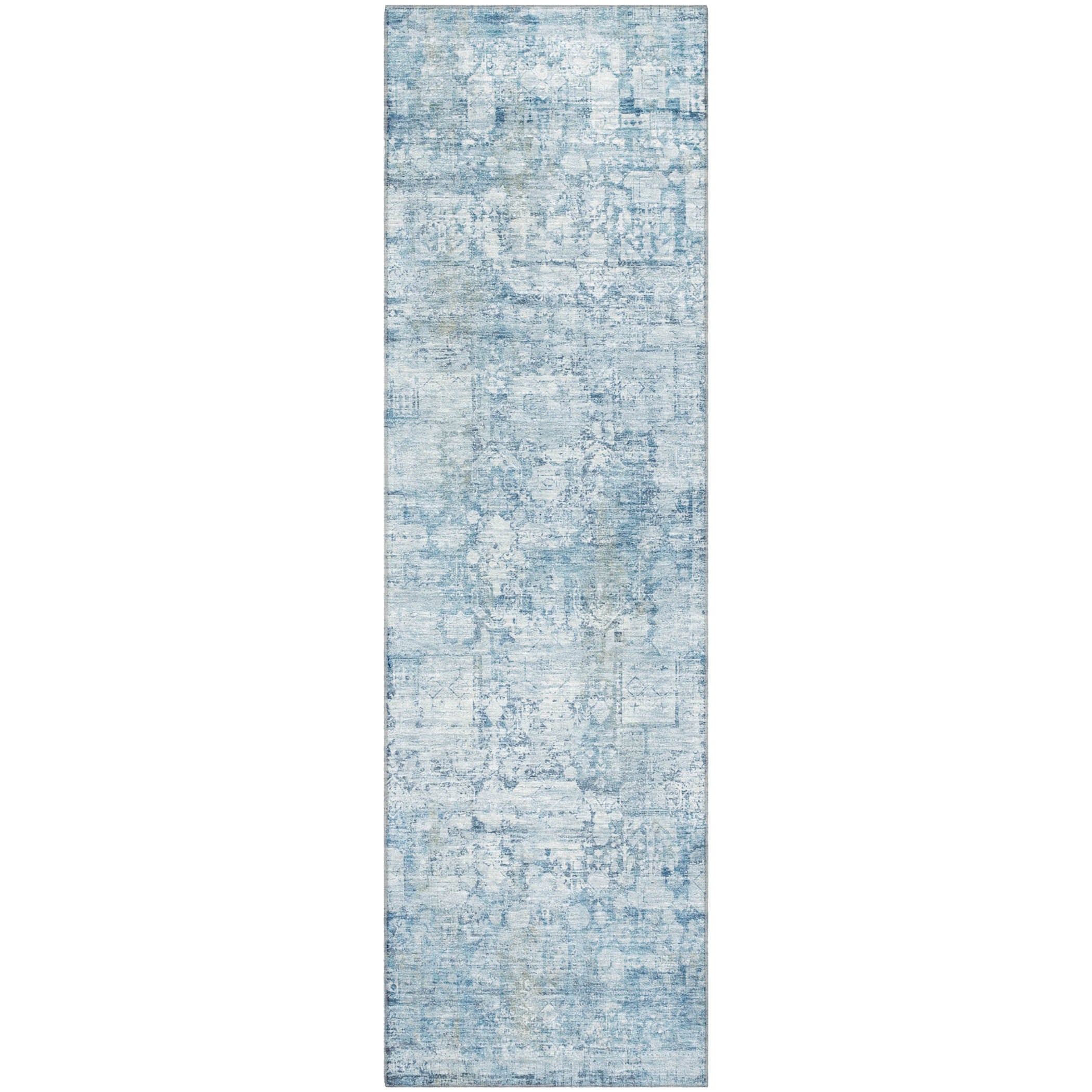 Bern Machine Washable Transitional Blue Rug 2'3" x 7'6" #shape_Runner