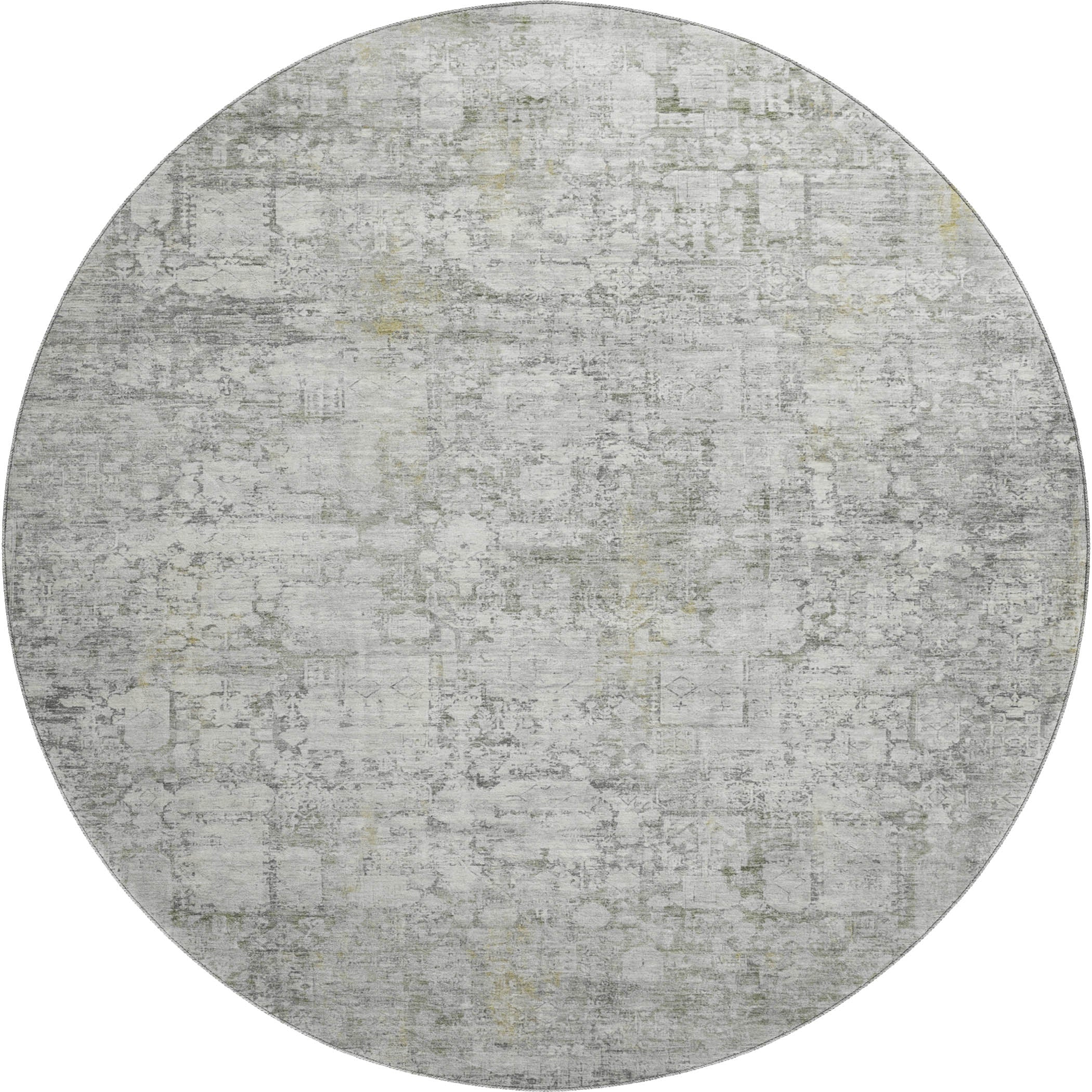 Bern Machine Washable Transitional Gray Rug 8' x 8' #shape_Round