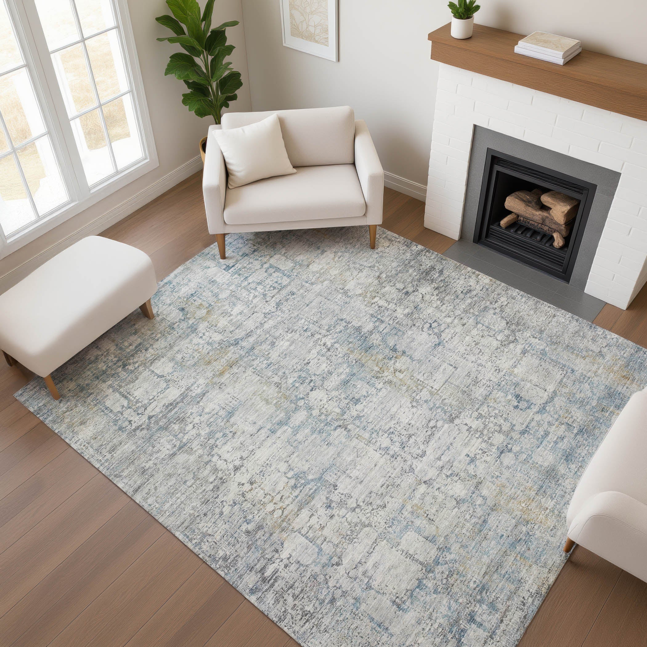 Bern Machine Washable Transitional Linen Ivory Rug 2'6" x 3'10" #shape_Rectangle
