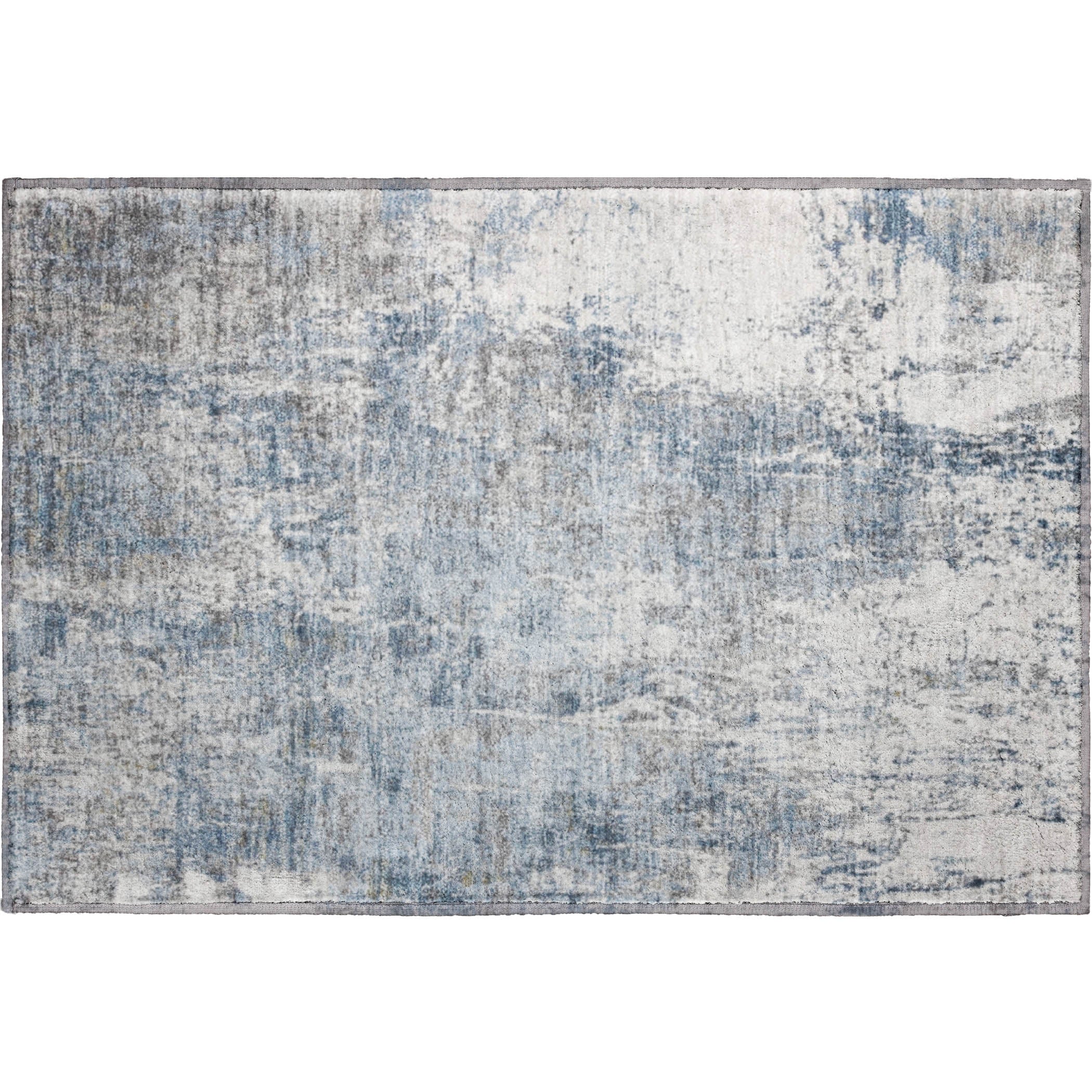 Oslo Machine Washable Transitional Blue Rug 1'8" x 2'6" #shape_Rectangle