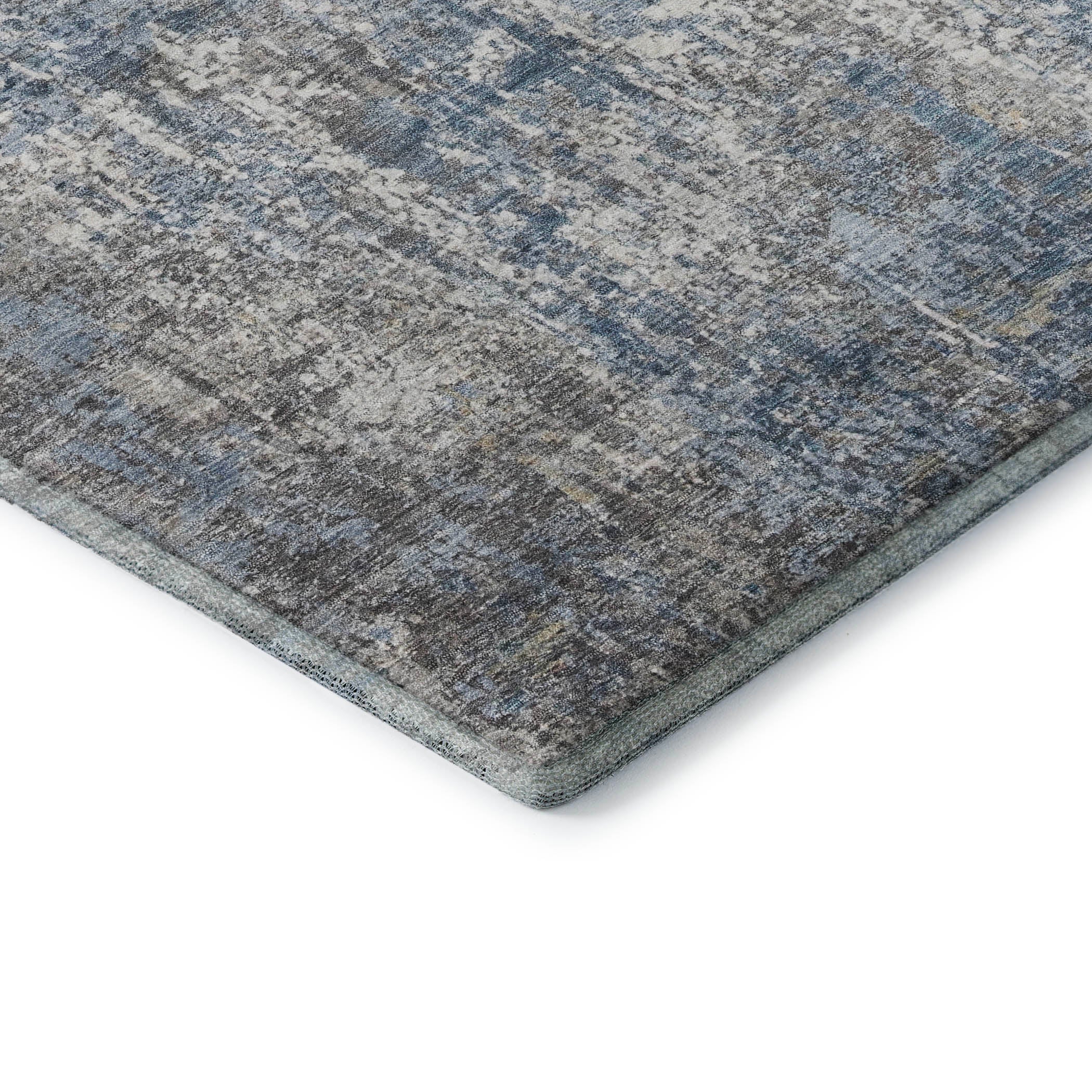 Oslo Machine Washable Transitional Blue Rug 1'8" x 2'6" #shape_Rectangle