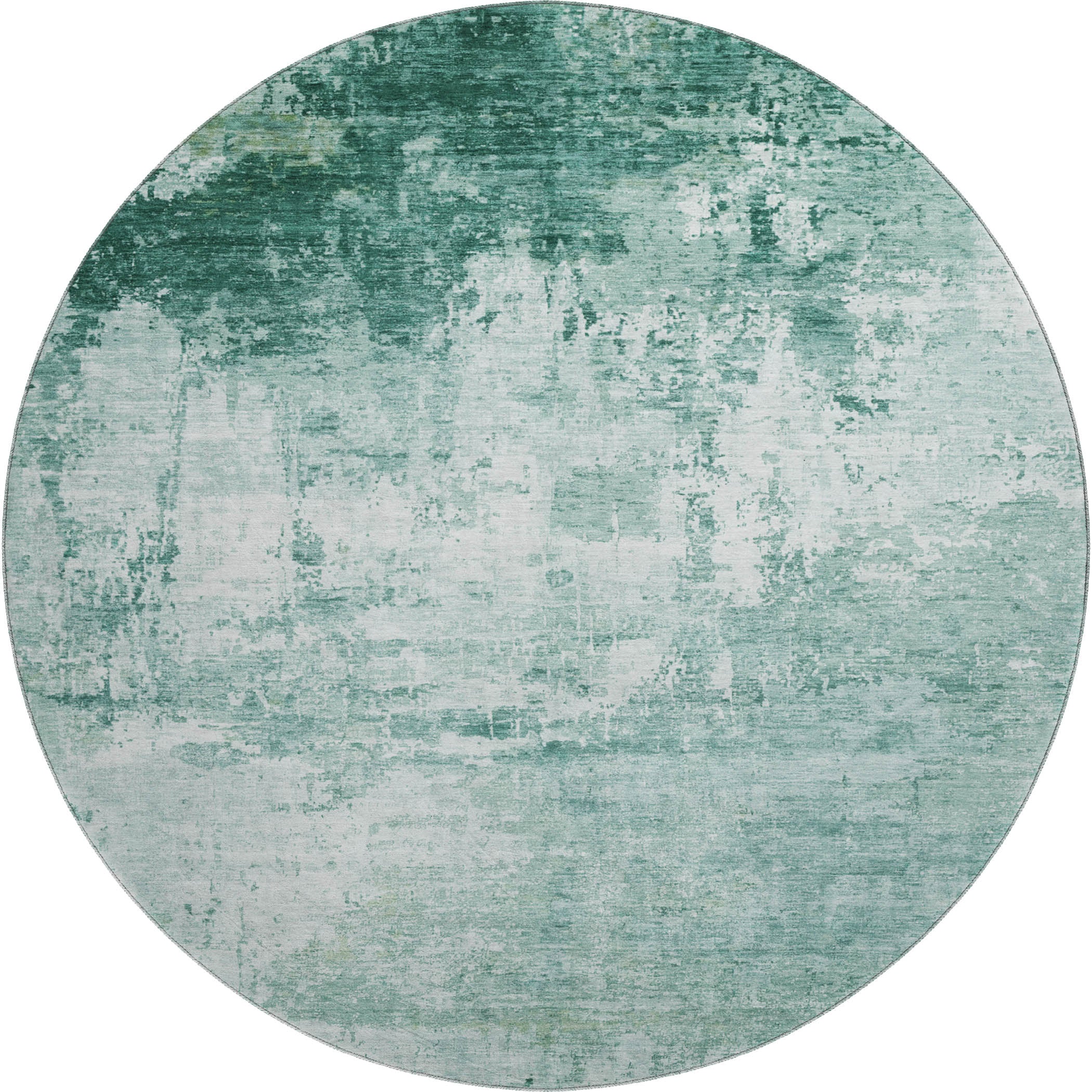 Athens Machine Washable Transitional Aqua Teal Rug 8' x 8' #shape_Round