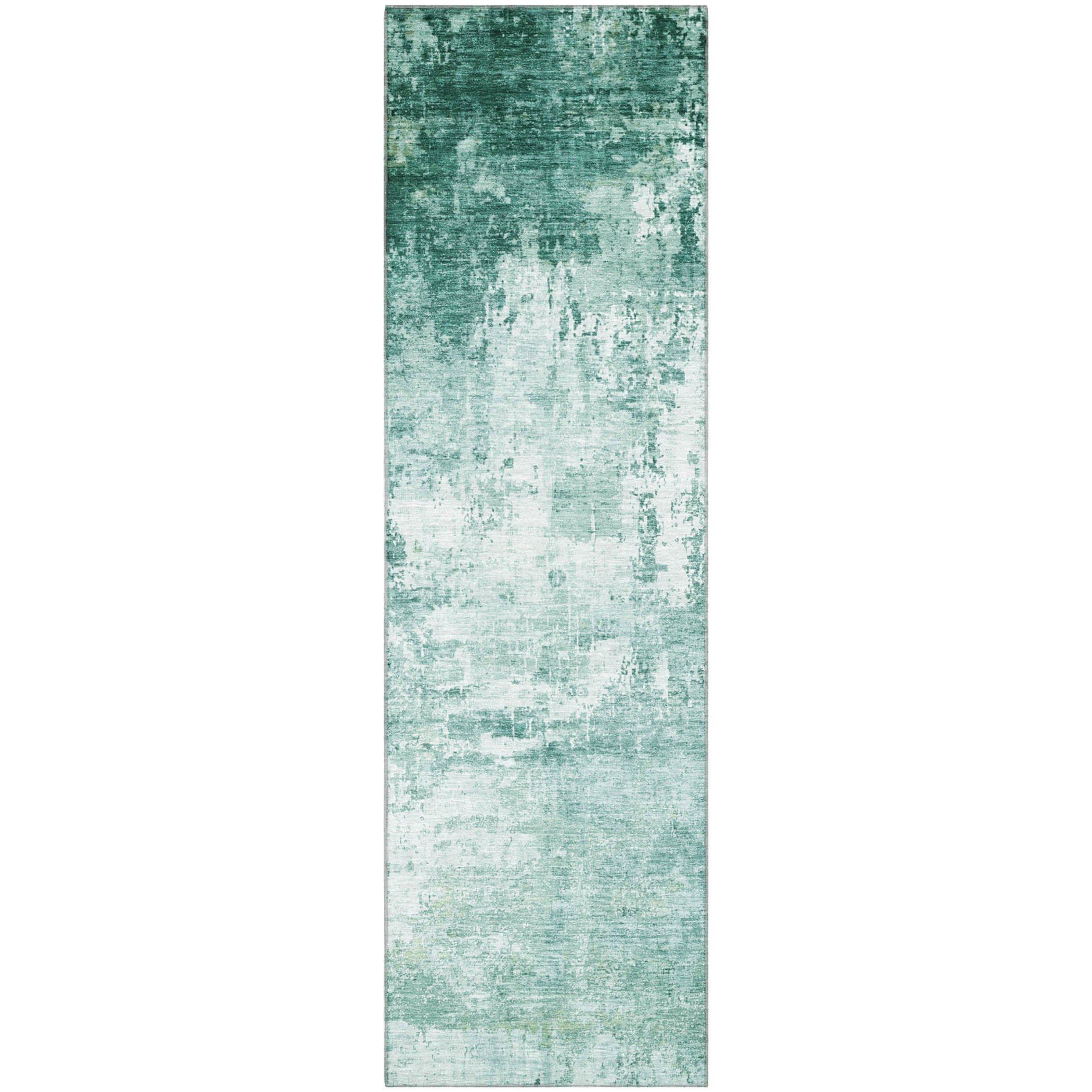 Athens Machine Washable Transitional Aqua Teal Rug 2'3" x 7'6" #shape_Runner