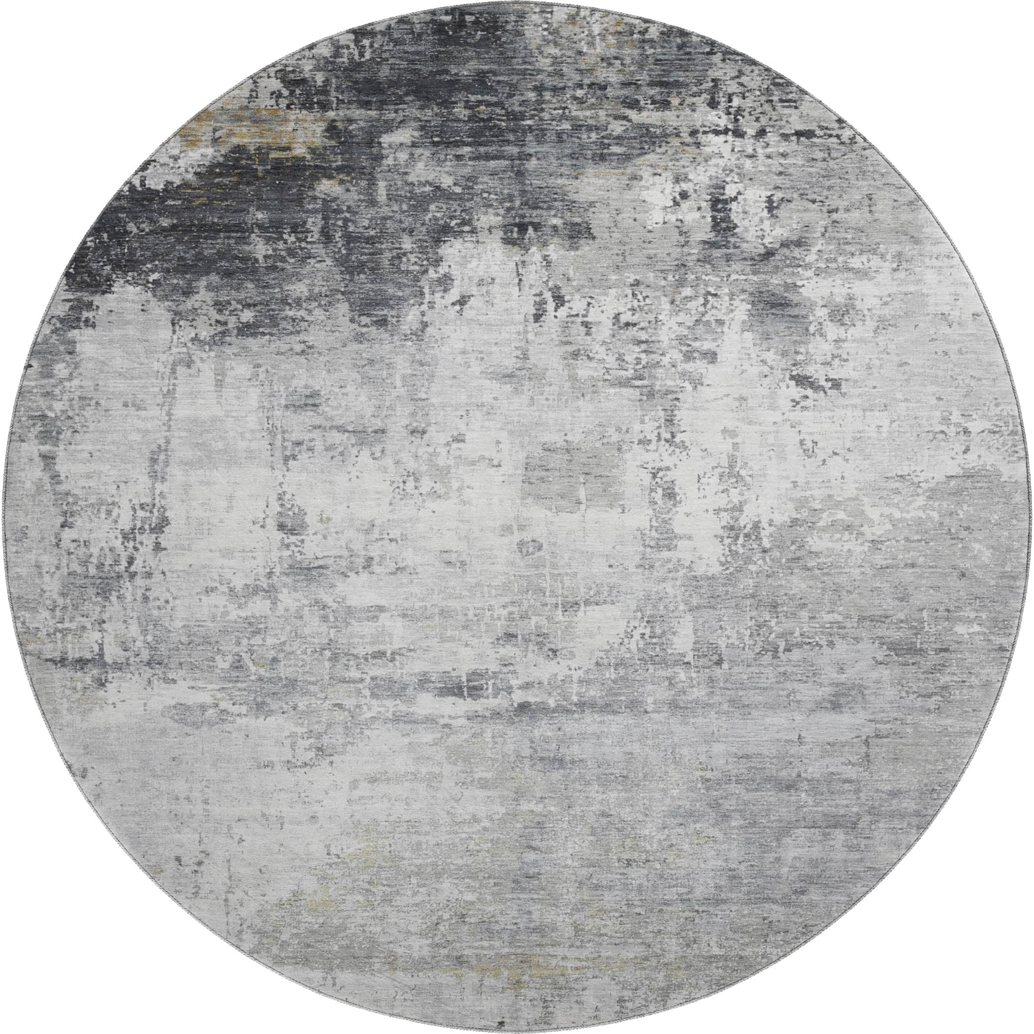 Athens Machine Washable Transitional Gray Rug 8' x 8' #shape_Round