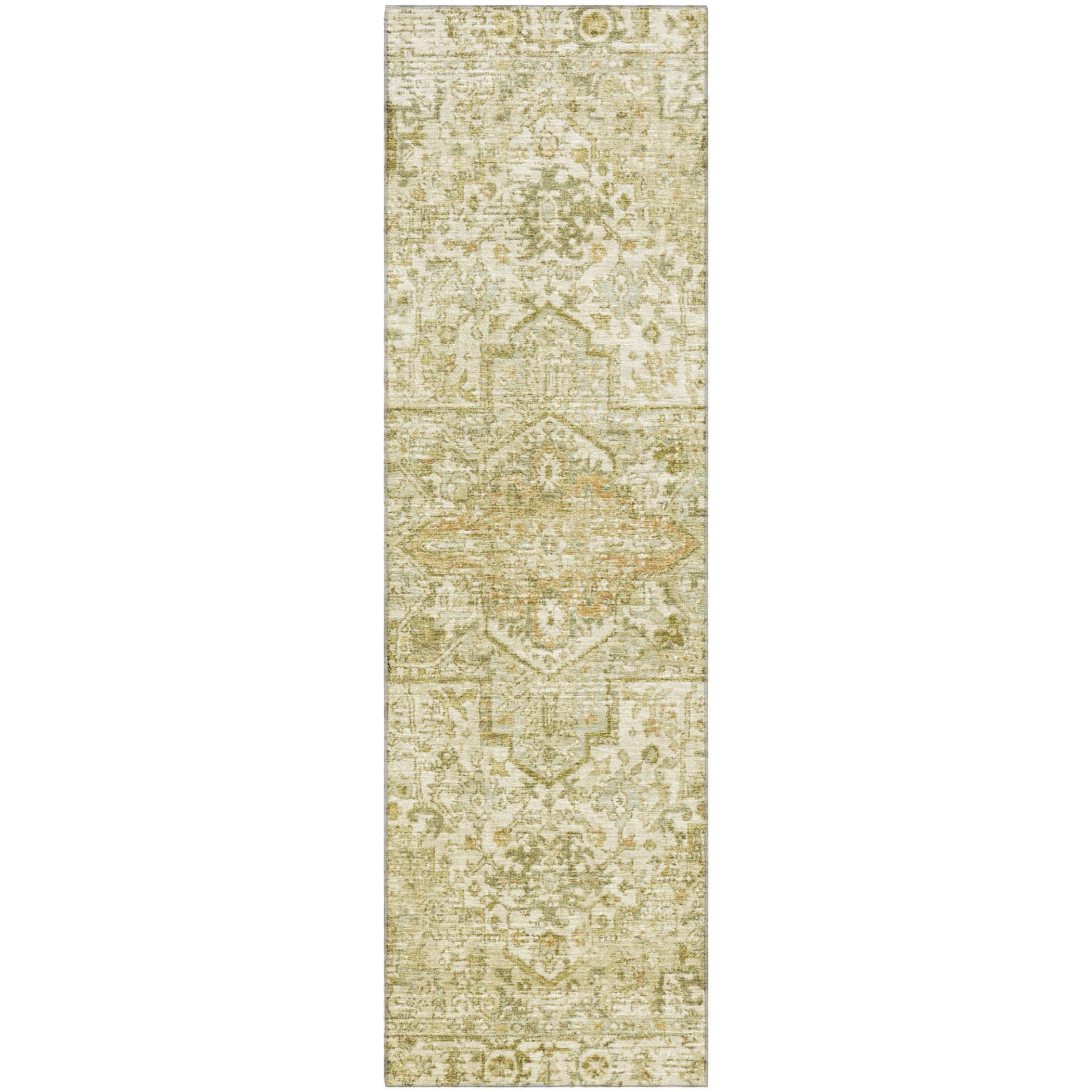 Split Machine Washable Traditional Beige Brown Rug 2'3" x 7'6" #shape_Runner