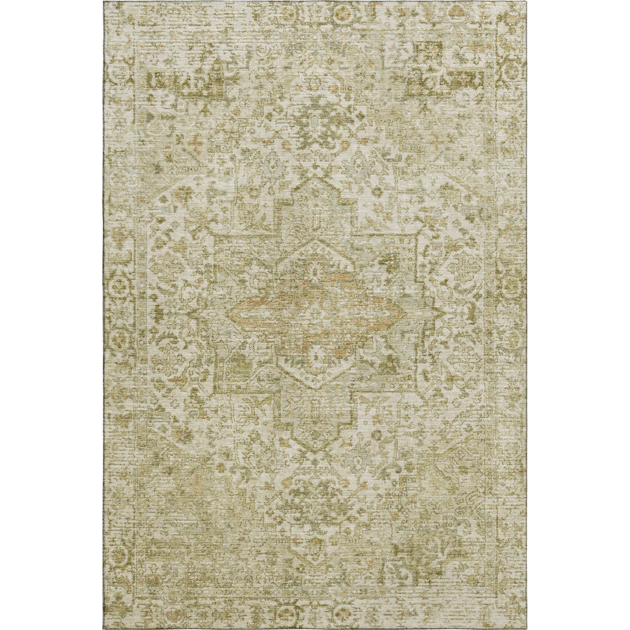 Split Machine Washable Traditional Beige Brown Rug 2'6" x 3'10" #shape_Rectangle
