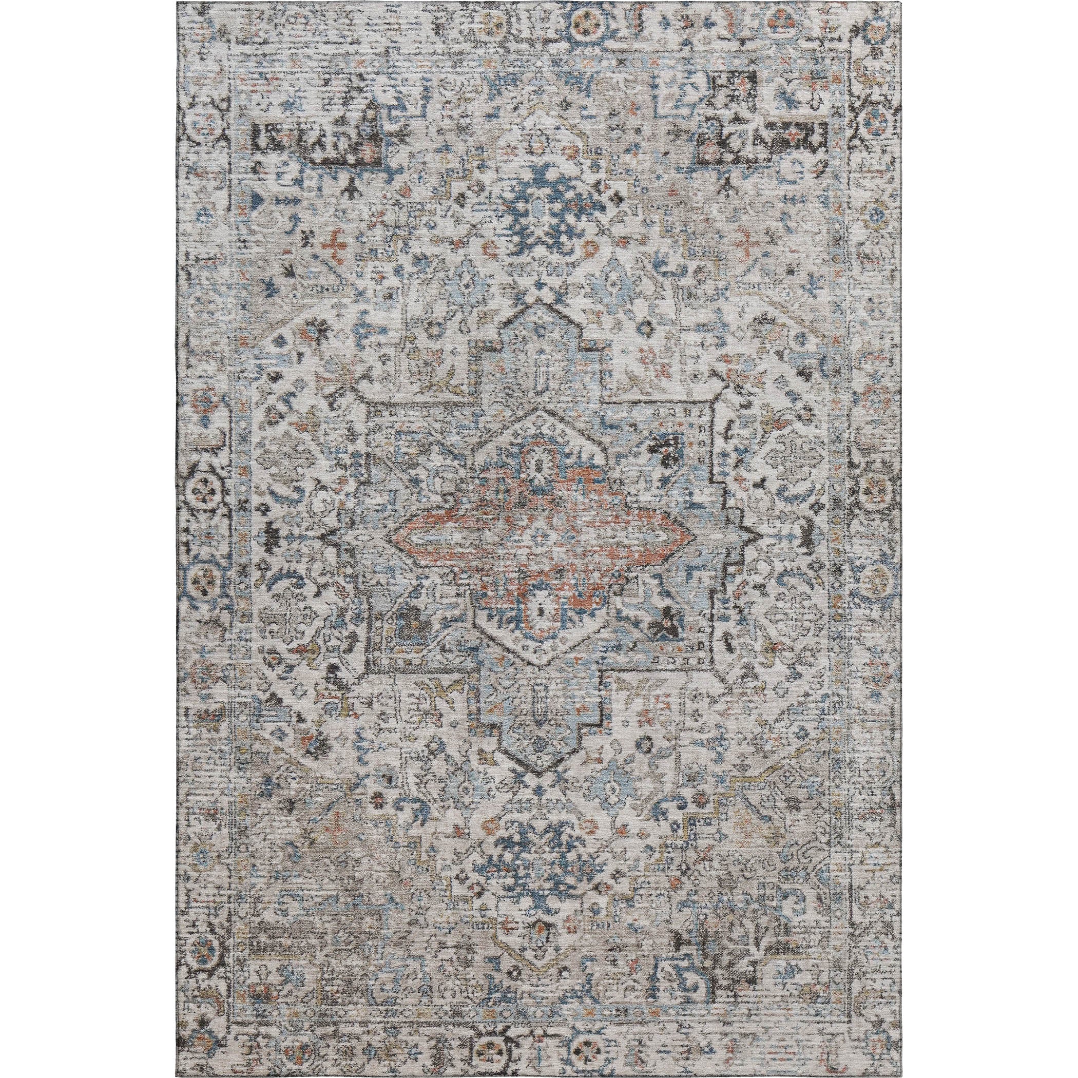 Split Machine Washable Traditional Ivory Rug 2'6" x 3'10" #shape_Rectangle