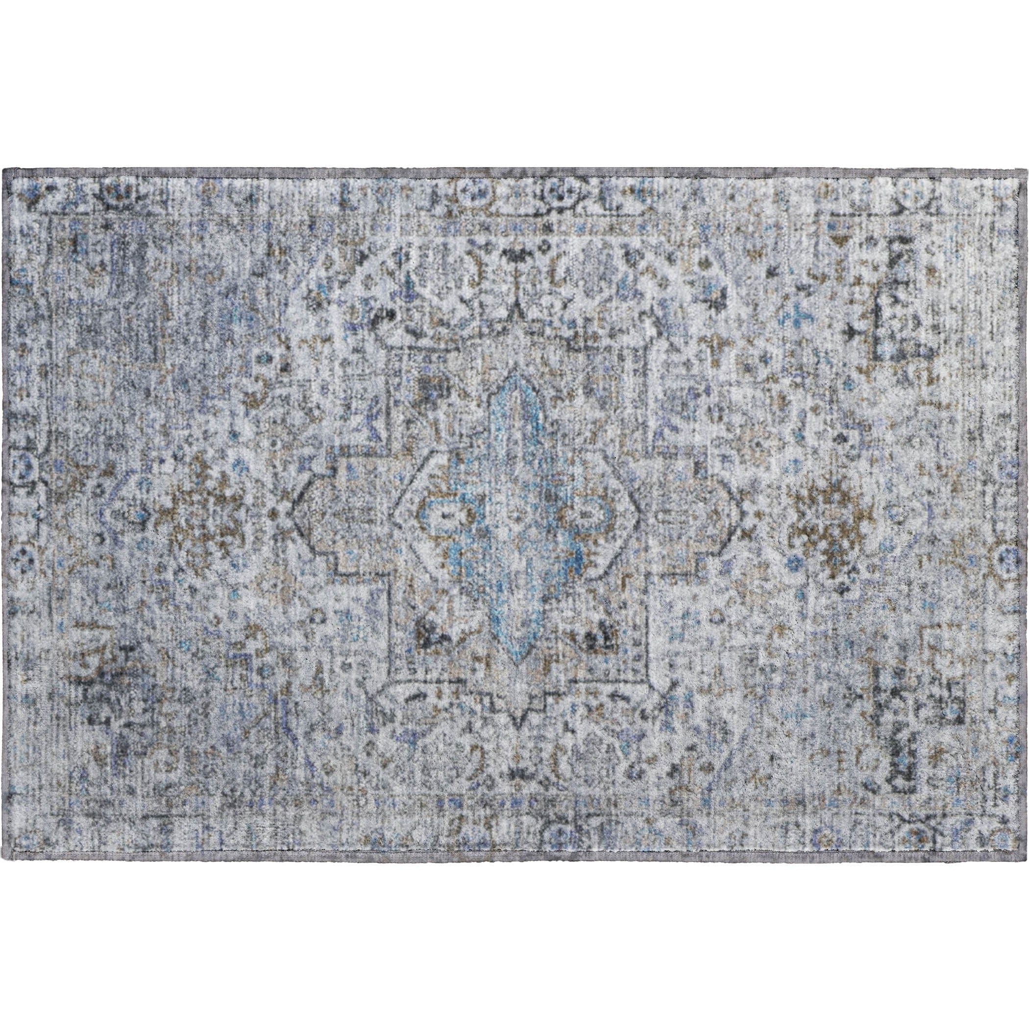 Split Machine Washable Traditional Linen Ivory Rug 1'8" x 2'6" #shape_Rectangle