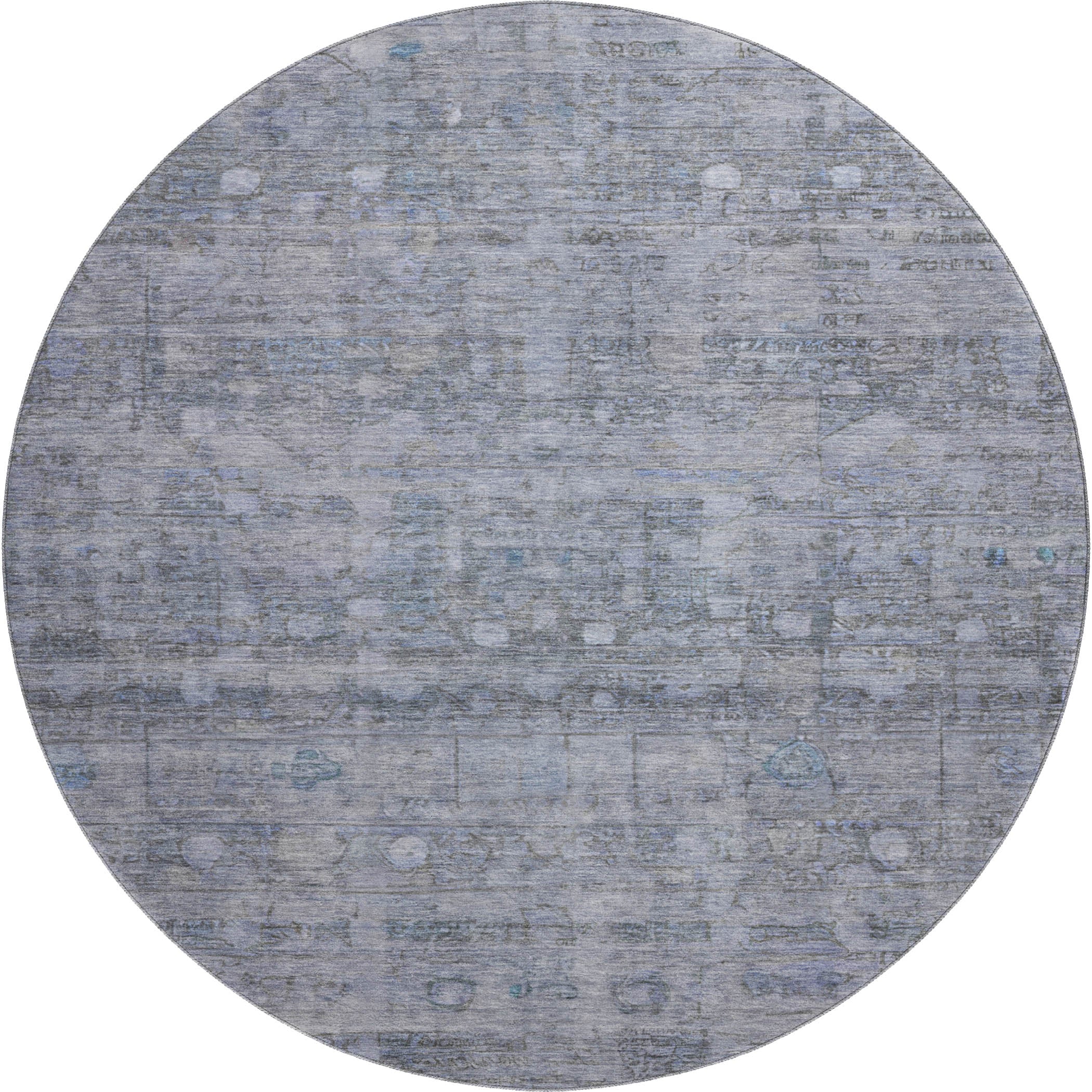Ghent Machine Washable Transitional Blue Rug 8' x 8' #shape_Round