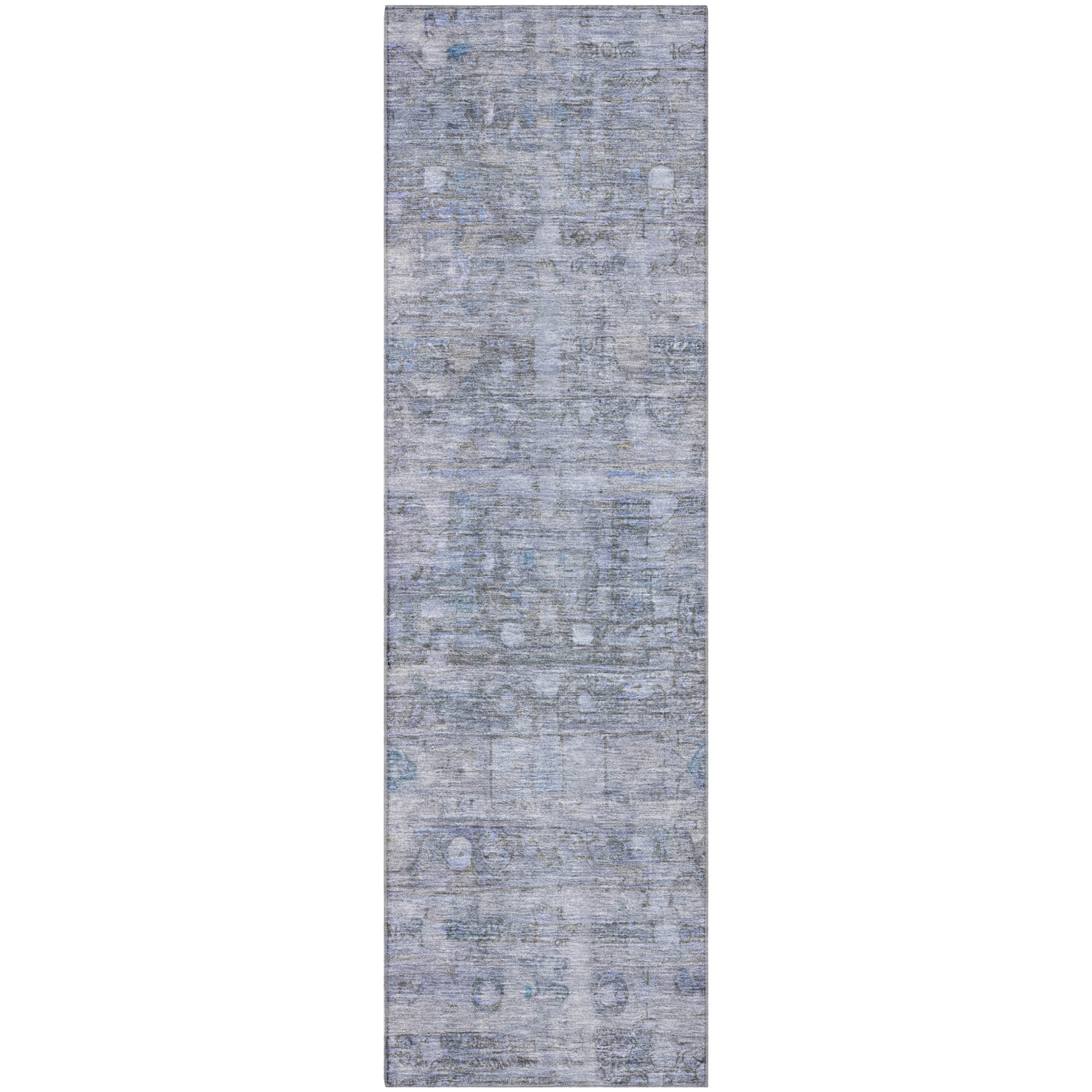 Ghent Machine Washable Transitional Blue Rug 2'3" x 7'6" #shape_Runner