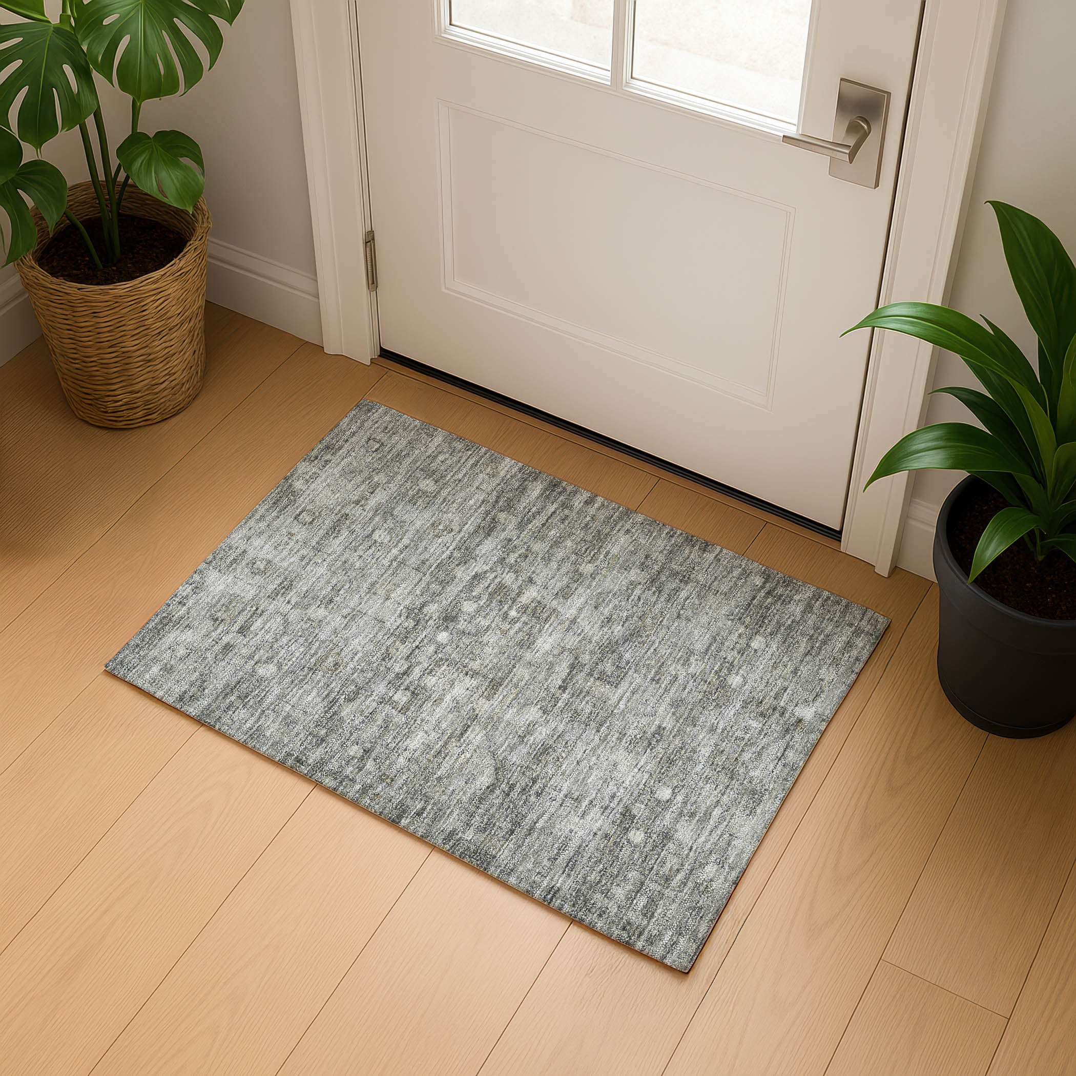 Ghent Machine Washable Transitional Pewter Gray Rug 1'8" x 2'6" #shape_Rectangle