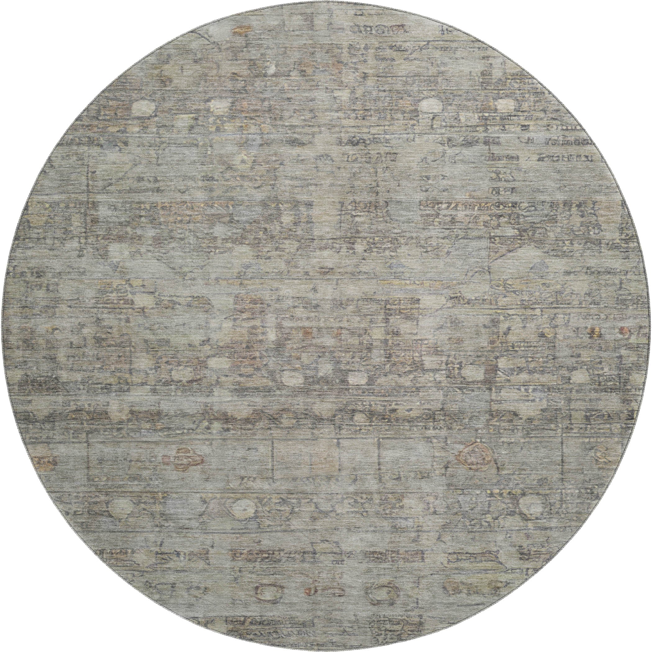 Ghent Machine Washable Transitional Taupe Brown Rug 8' x 8' #shape_Round