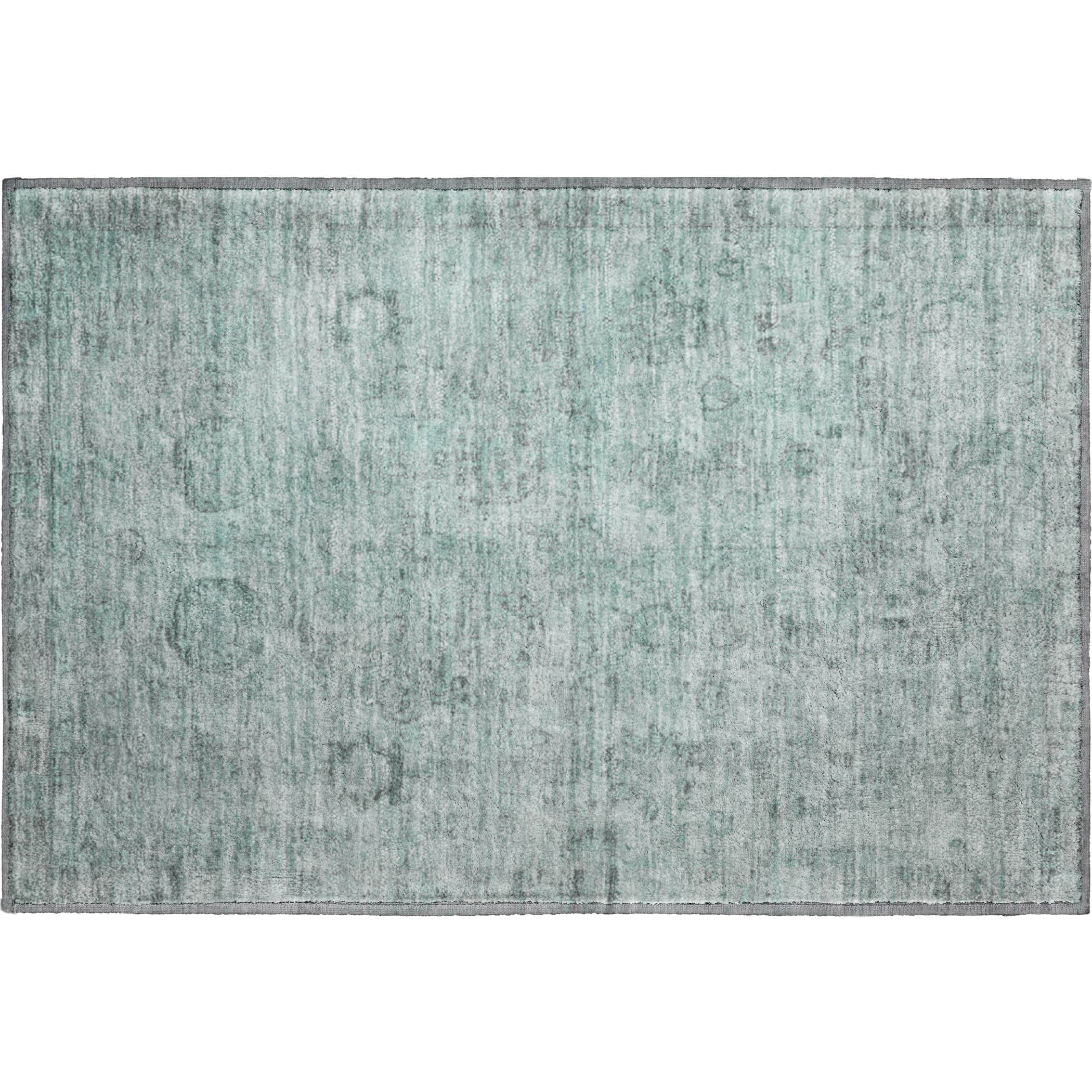Santorini Machine Washable Transitional Aqua Teal Rug 1'8" x 2'6" #shape_Rectangle