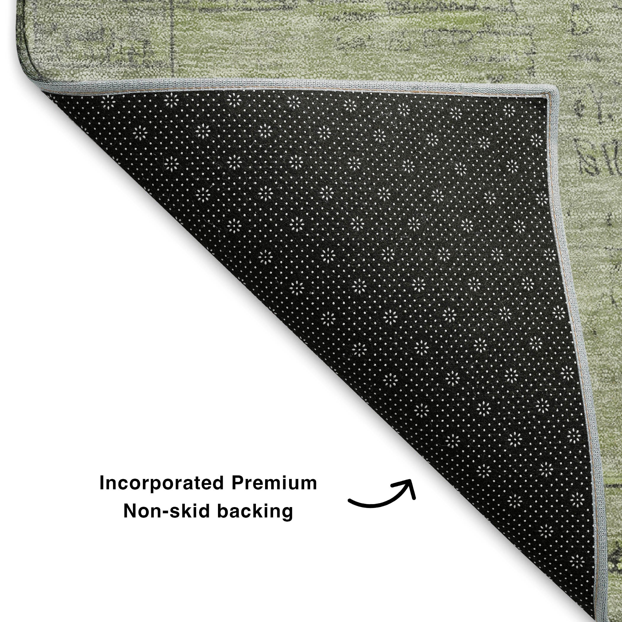 Santorini Machine Washable Transitional Sage Green Rug 1'8" x 2'6" #shape_Rectangle