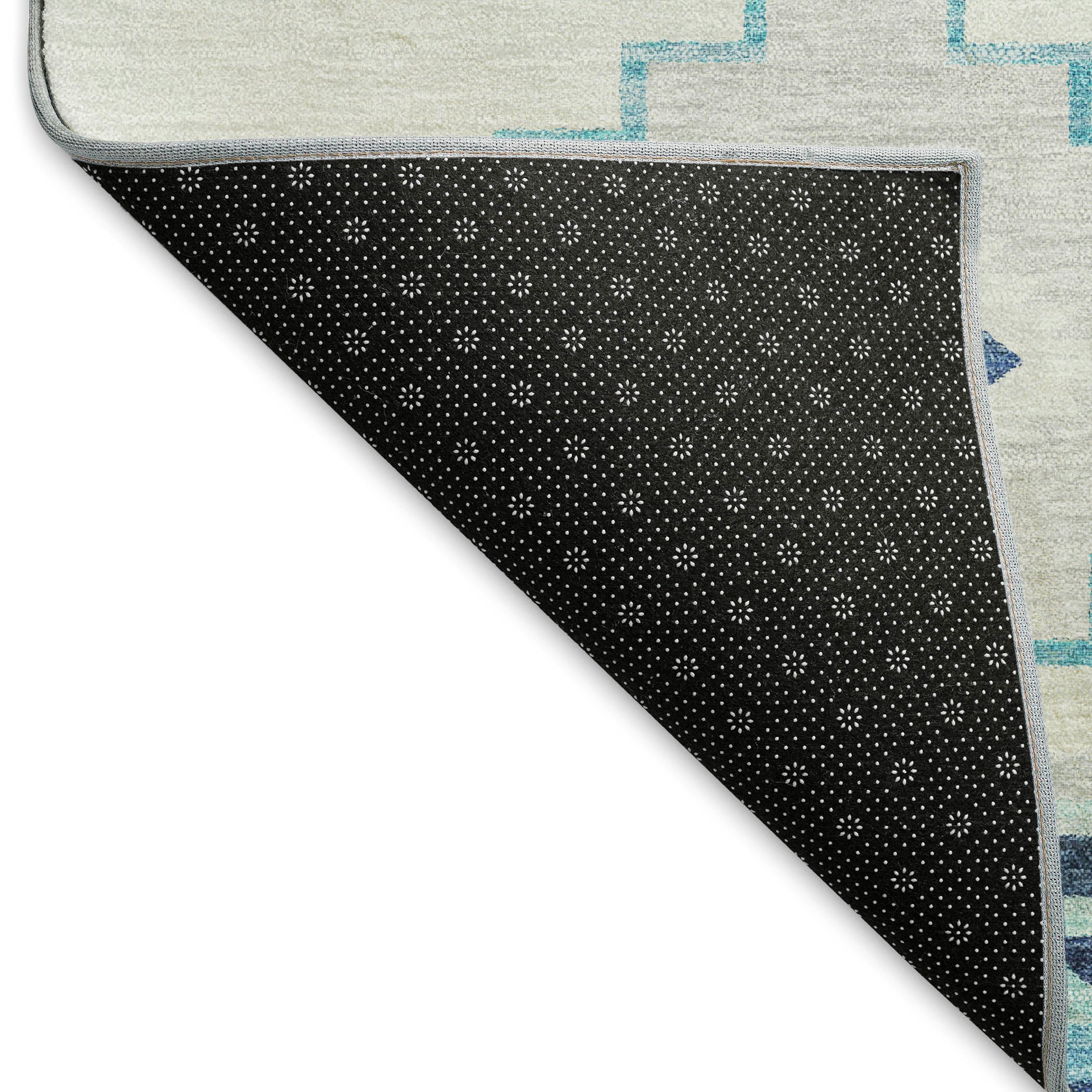 Havana Machine Washable Southwest Blue Ivory Rug 1'8" x 2'6" #shape_Rectangle