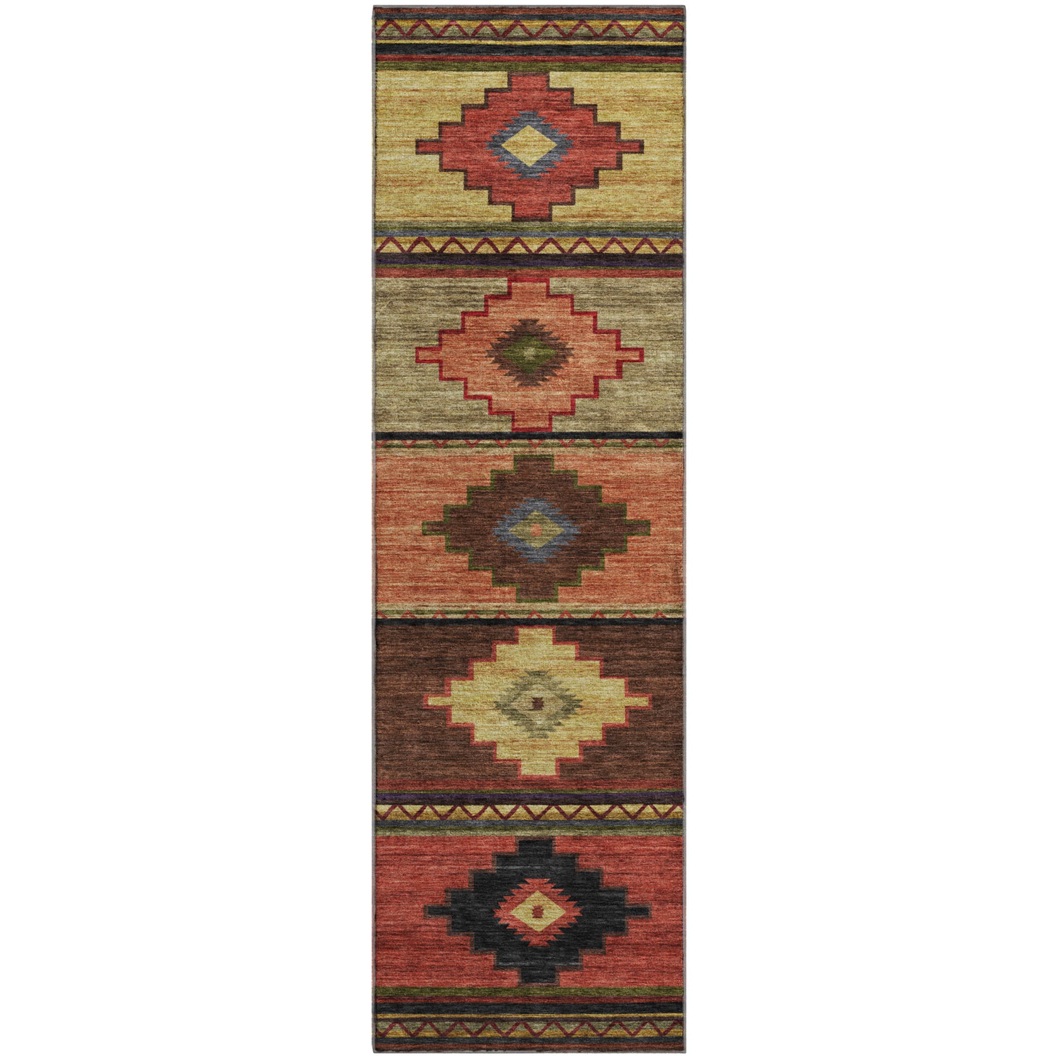 Havana Machine Washable Southwest Paprika Brown Rug 2'3" x 7'6" #shape_Runner