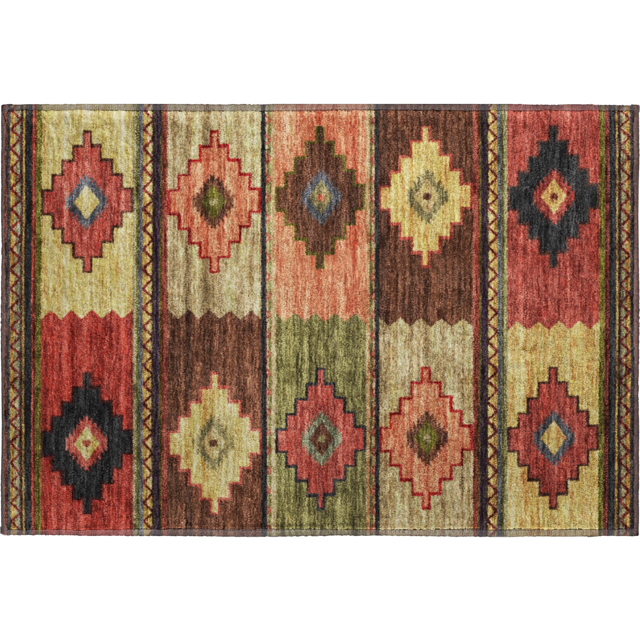Havana Machine Washable Southwest Paprika Brown Rug 1'8" x 2'6" #shape_Rectangle
