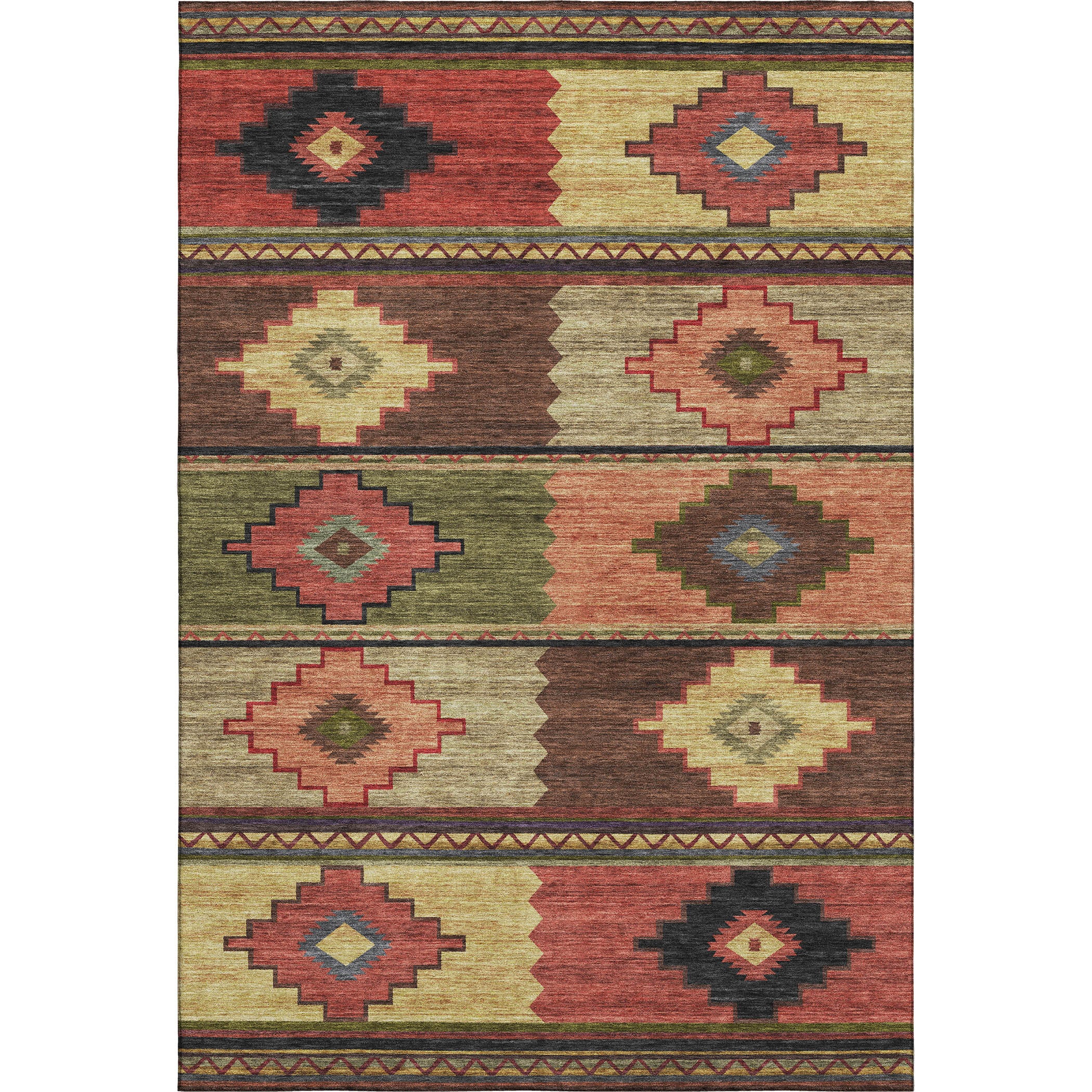 Havana Machine Washable Southwest Paprika Brown Rug 2'6" x 3'10" #shape_Rectangle