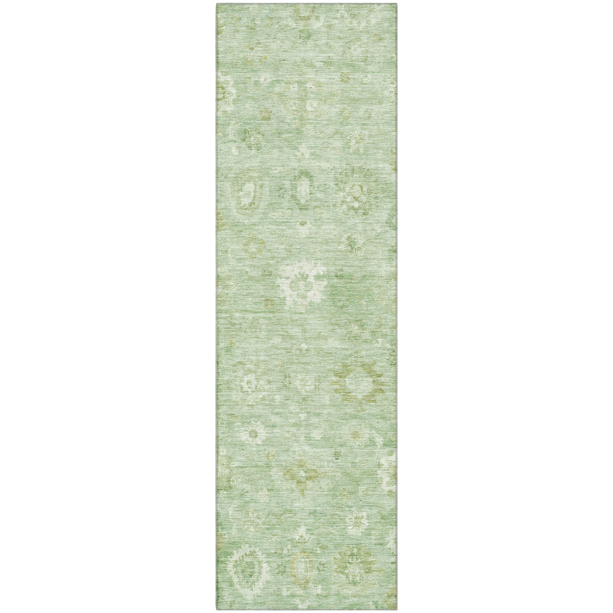 Ghent Machine Washable Transitional Aloe Green Rug 2'3" x 7'6" #shape_Runner