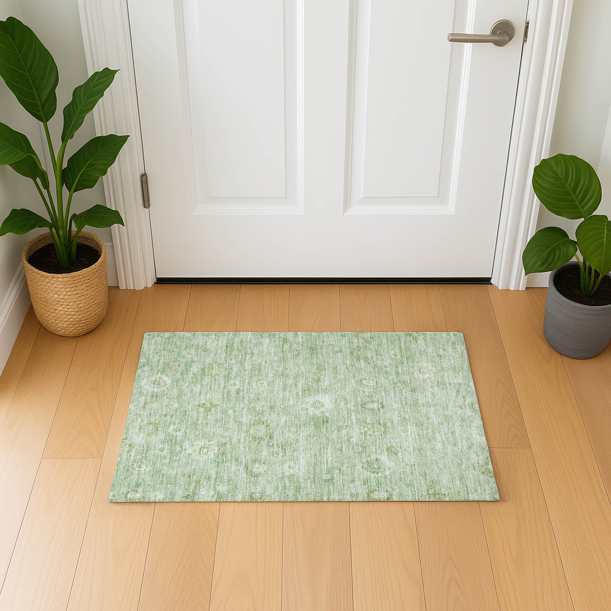 Ghent Machine Washable Transitional Aloe Green Rug 1'8" x 2'6" #shape_Rectangle