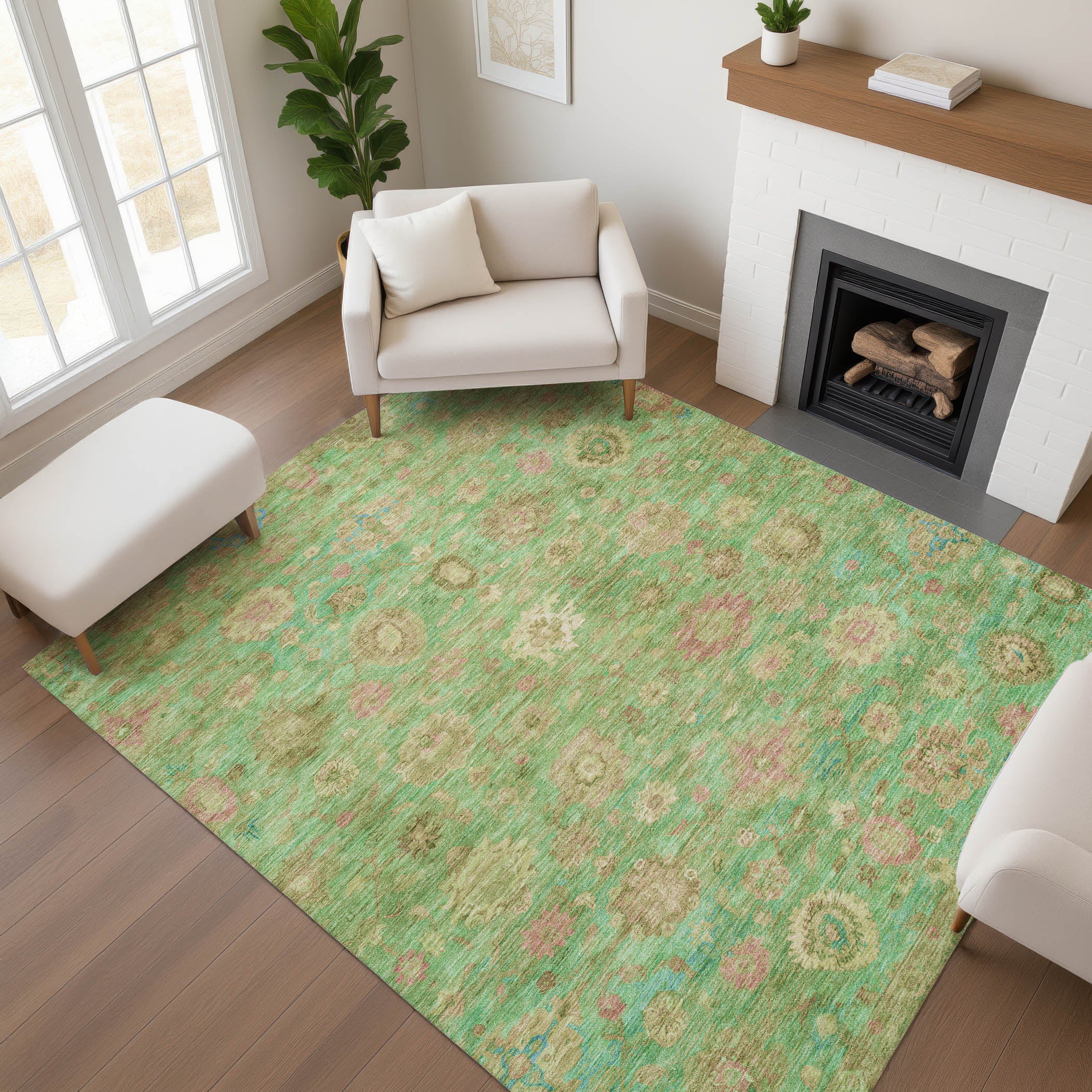 Ghent Machine Washable Transitional Lime Green Rug 2'6" x 3'10" #shape_Rectangle