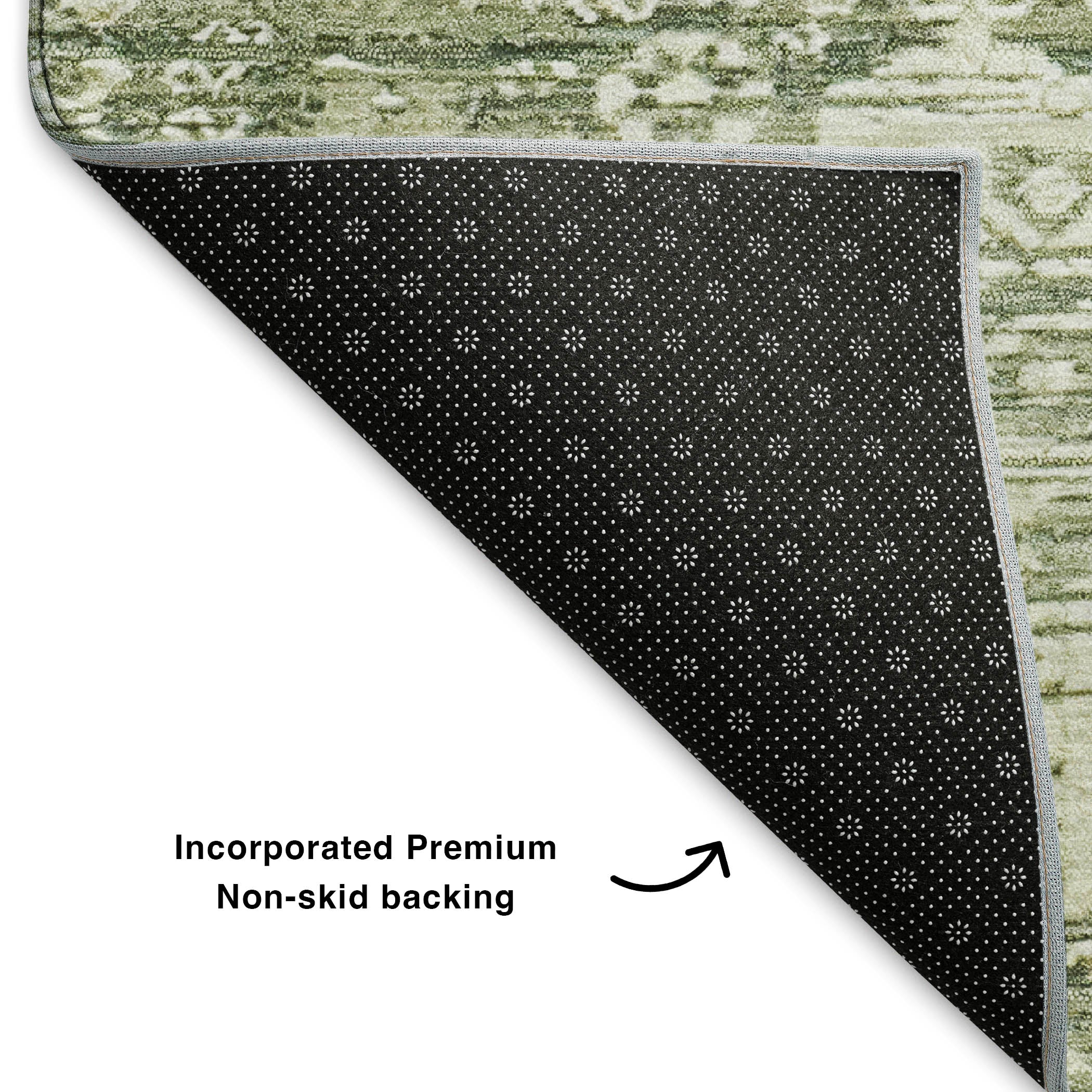 Bern Machine Washable Transitional Aloe Green Rug 1'8" x 2'6" #shape_Rectangle