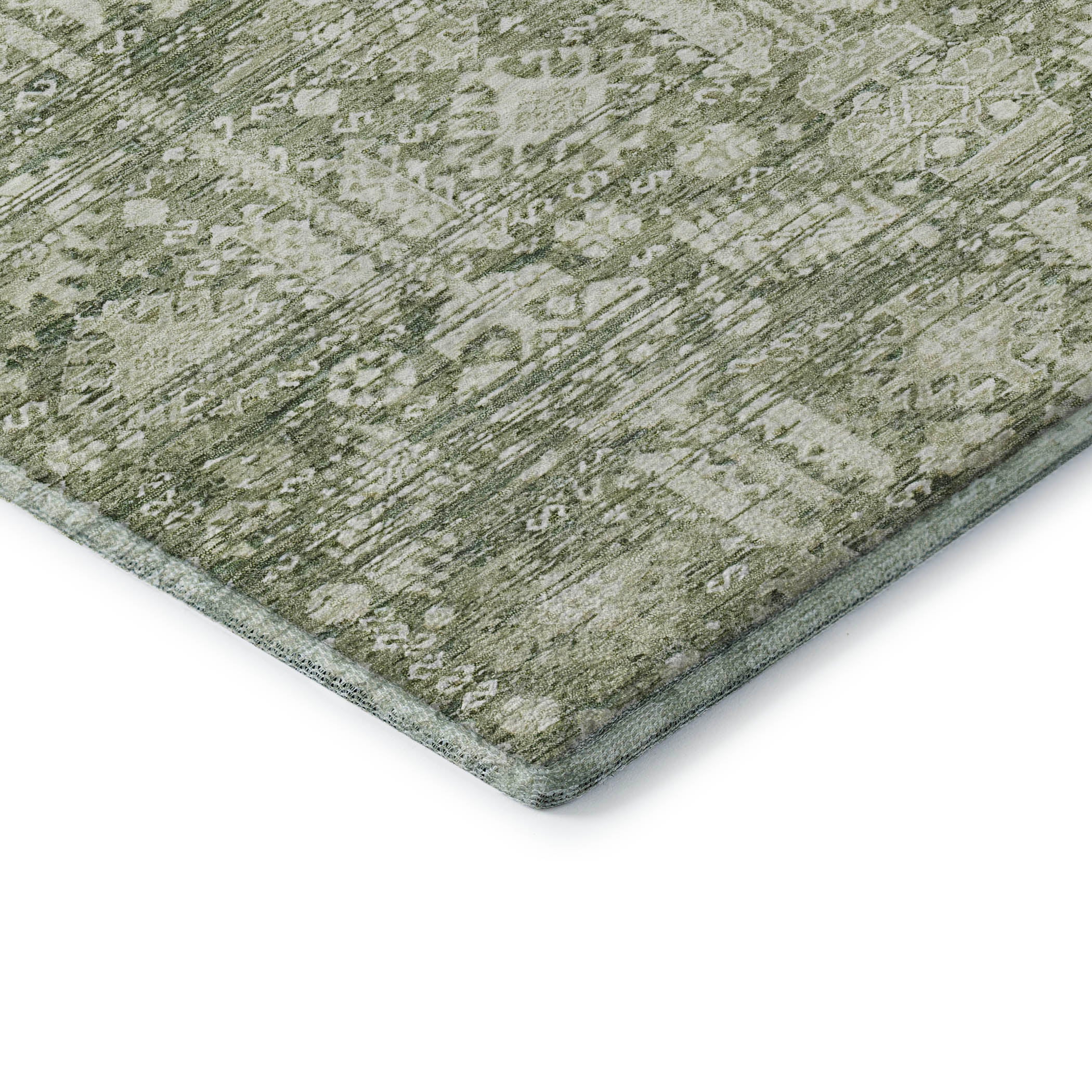 Bern Machine Washable Transitional Aloe Green Rug 1'8" x 2'6" #shape_Rectangle