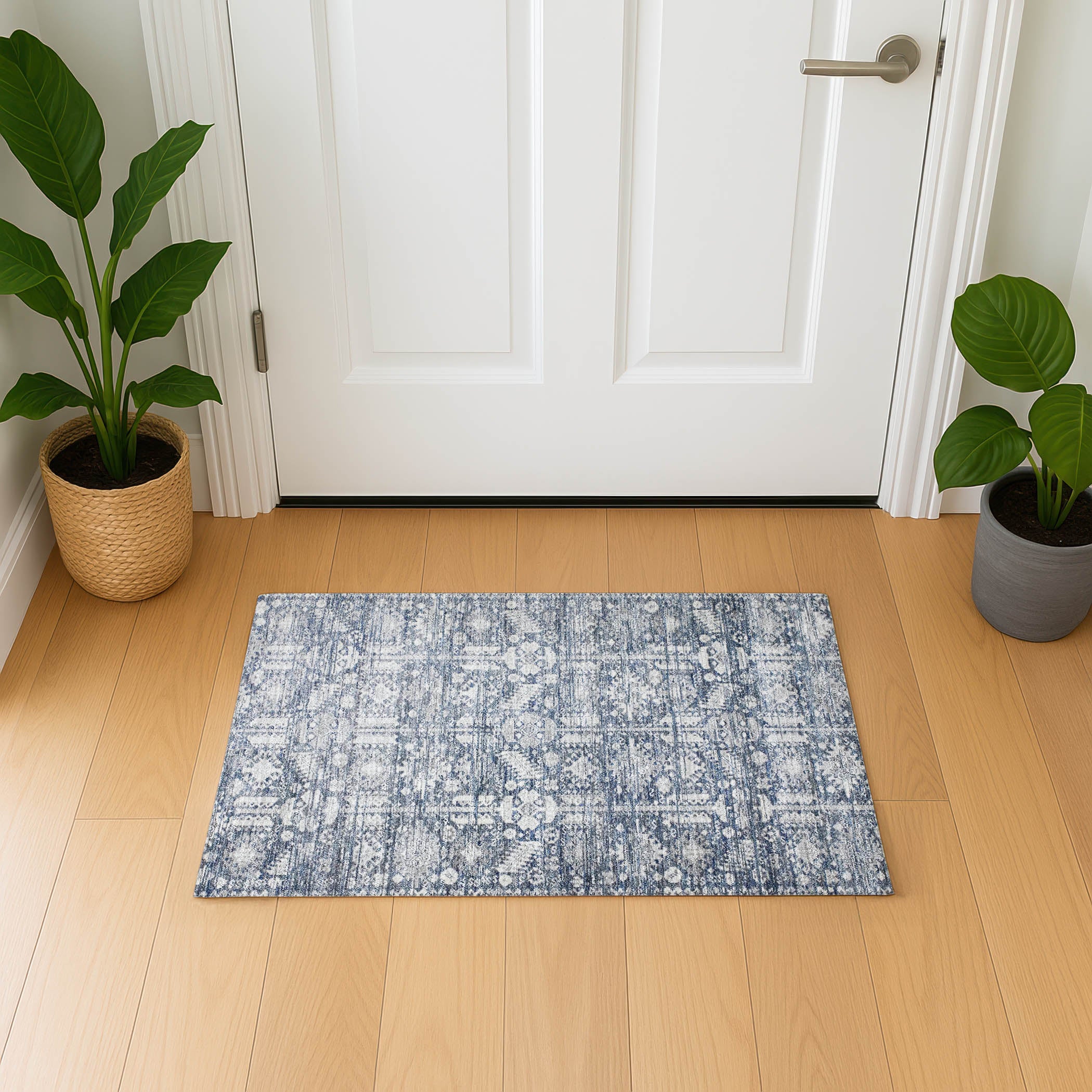 Bern Machine Washable Transitional Blue Rug 1'8" x 2'6" #shape_Rectangle