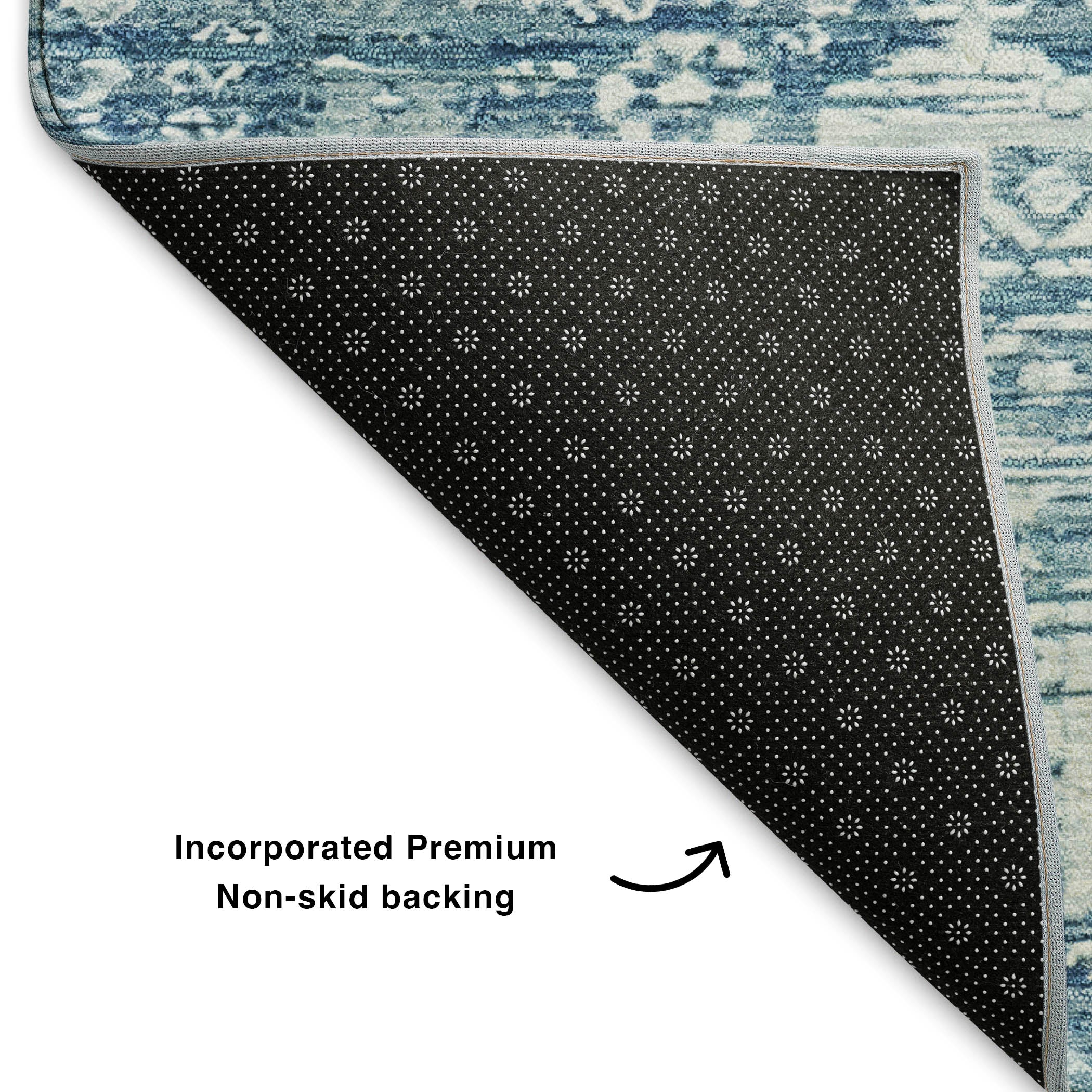 Bern Machine Washable Transitional Denim Blue Rug 1'8" x 2'6" #shape_Rectangle