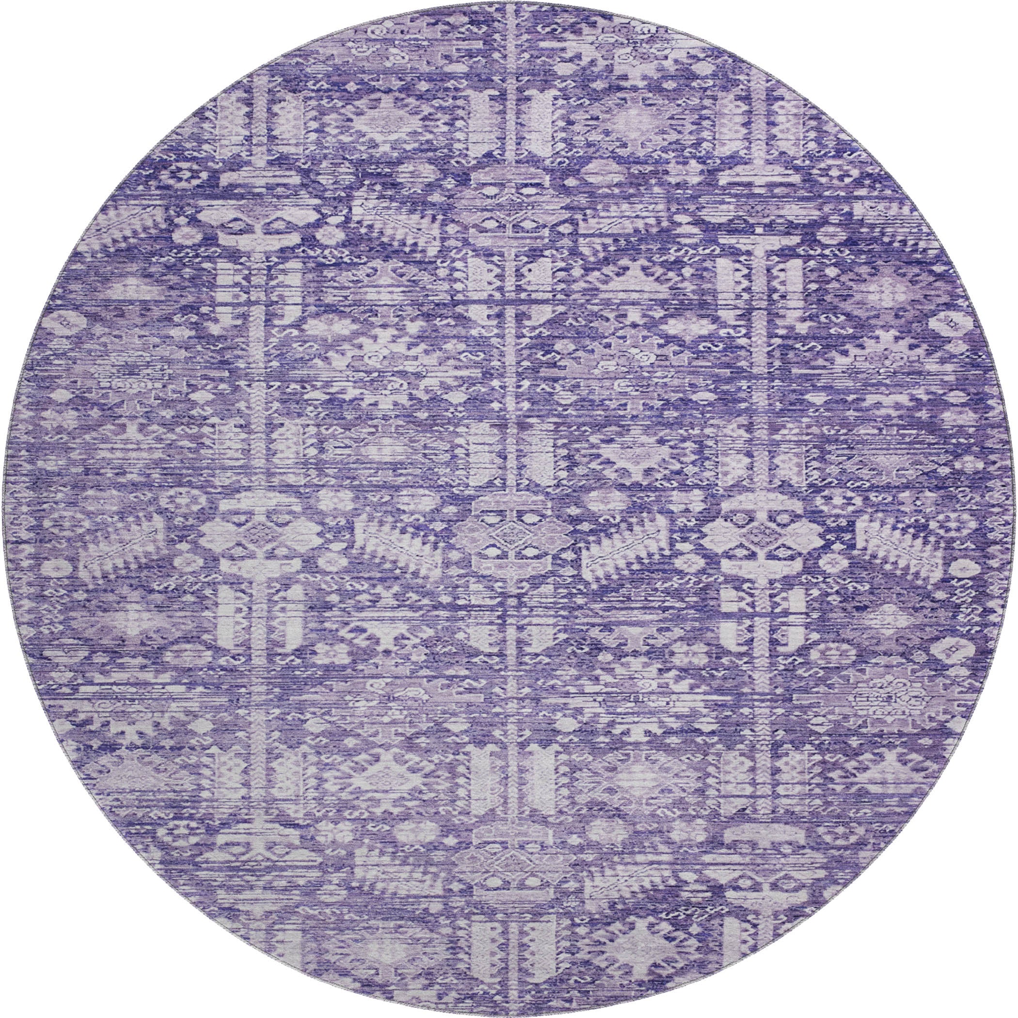 Bern Machine Washable Transitional Purple Rug 8' x 8' #shape_Round