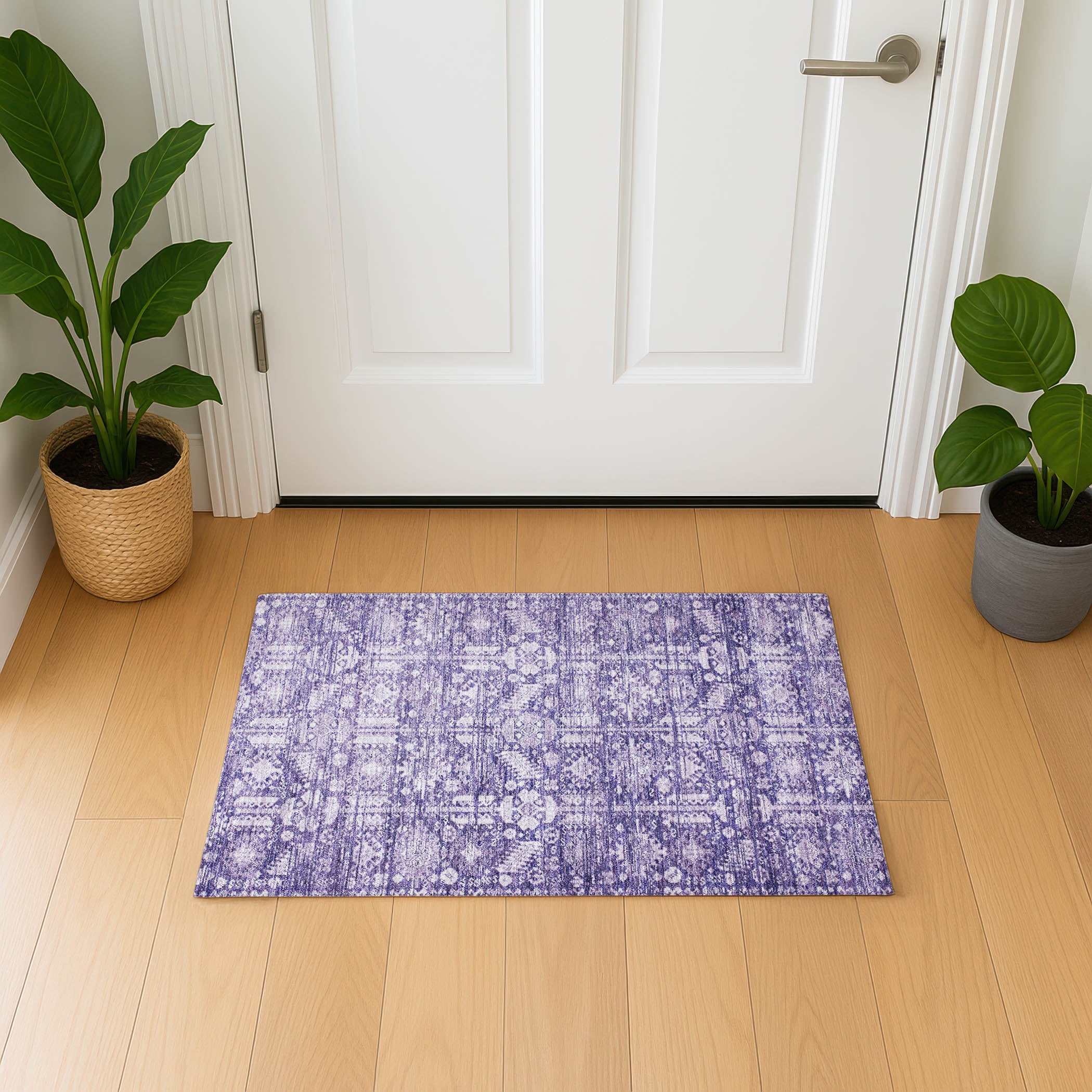 Bern Machine Washable Transitional Purple Rug 1'8" x 2'6" #shape_Rectangle