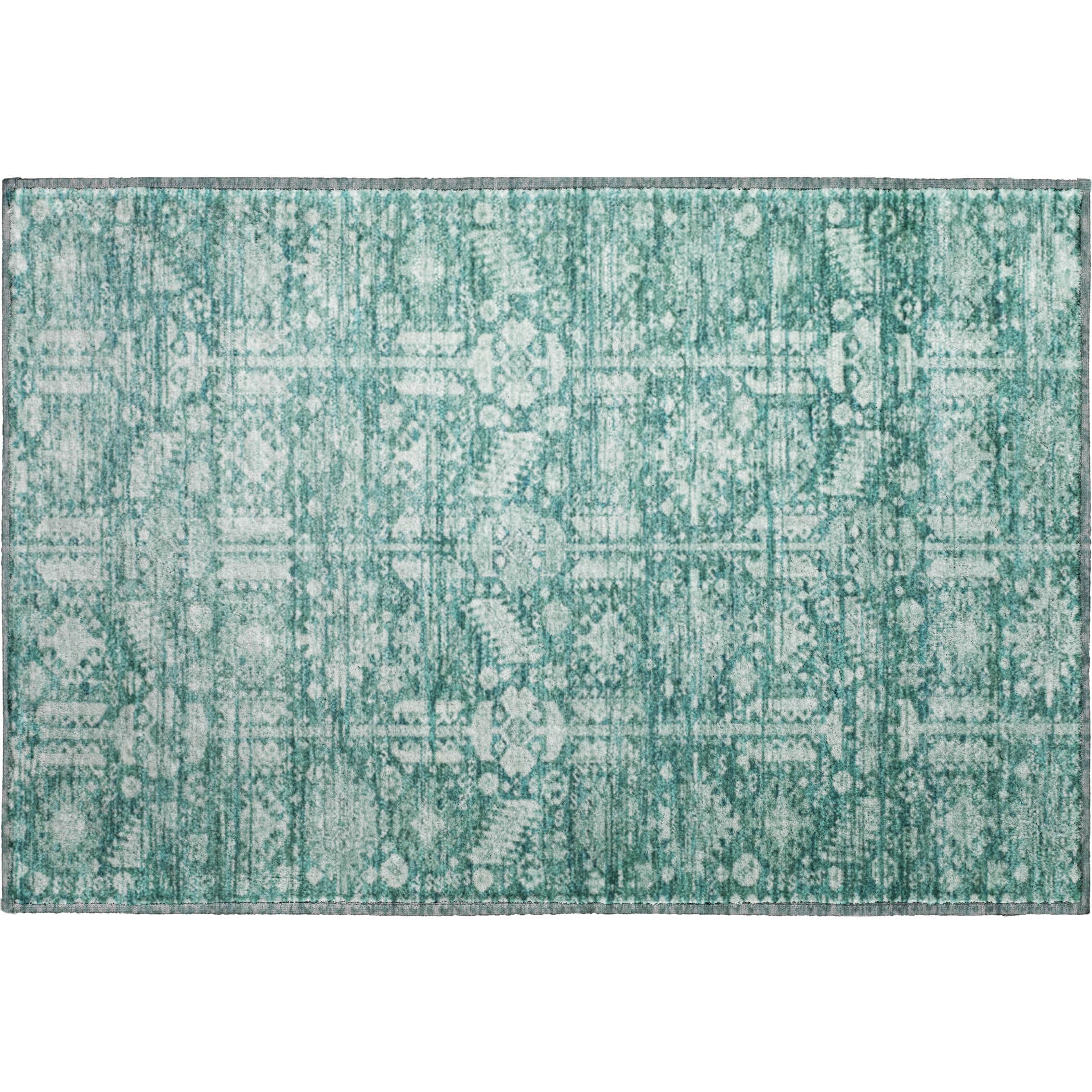 Bern Machine Washable Transitional Teal Rug 1'8" x 2'6" #shape_Rectangle