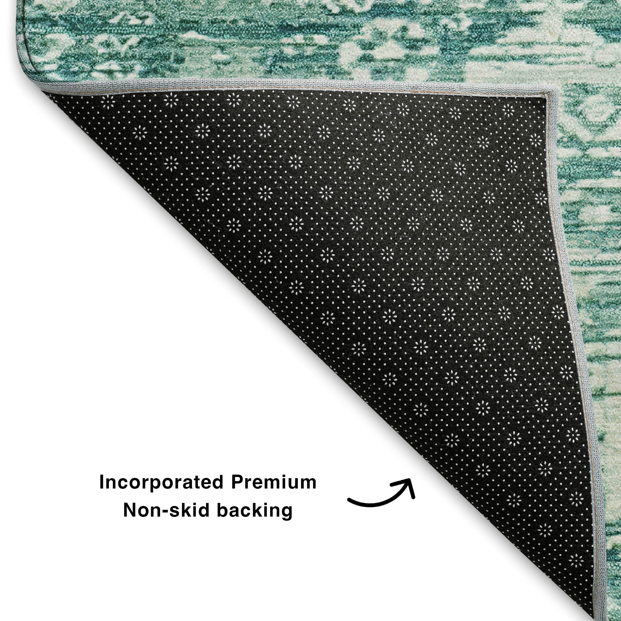 Bern Machine Washable Transitional Teal Rug 1'8" x 2'6" #shape_Rectangle
