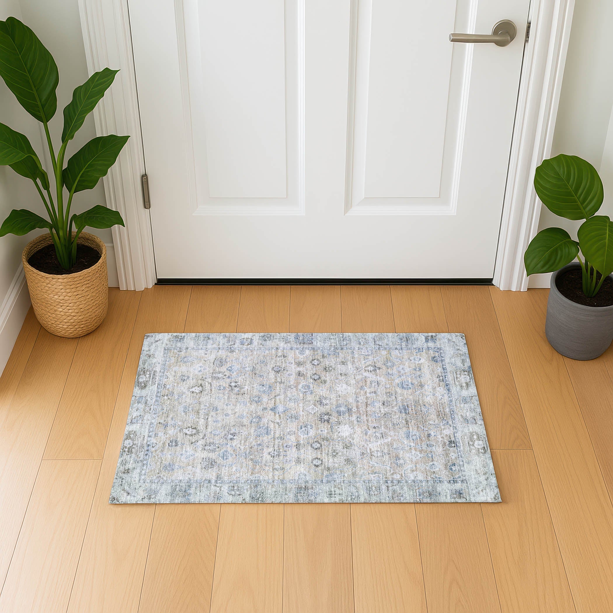 Cairo Machine Washable Traditional Beige Brown Rug 1'8" x 2'6" #shape_Rectangle