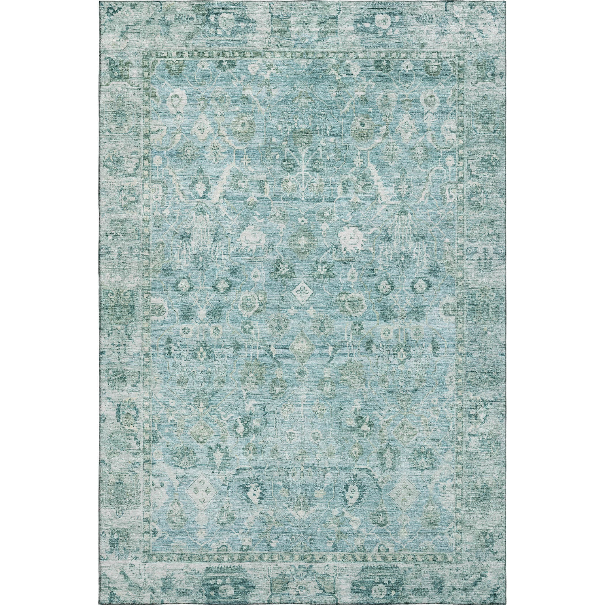 Cairo Machine Washable Traditional Blue Rug 2'6" x 3'10" #shape_Rectangle